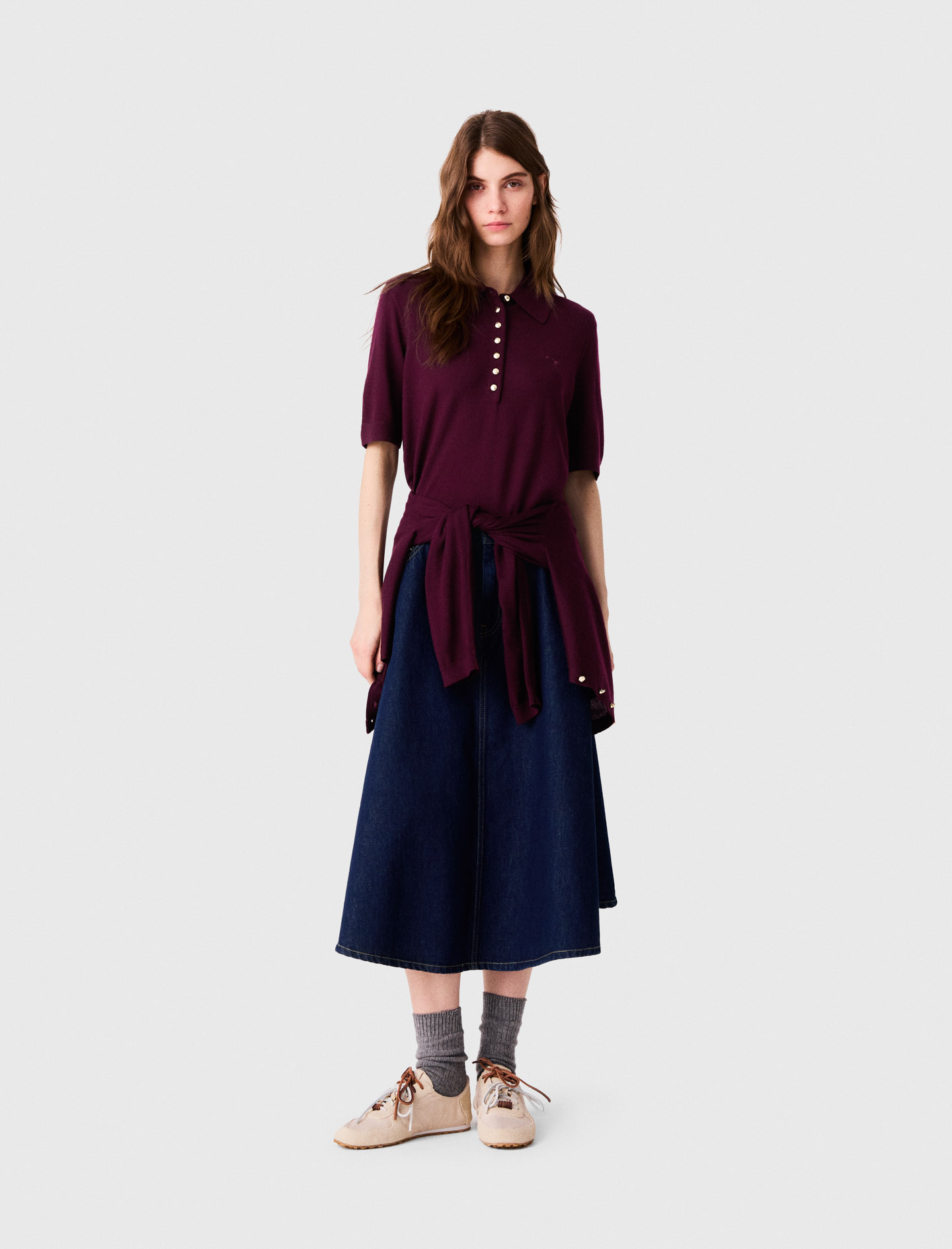 Pull À Col Polo - Aubergine - Taille 1 - Maje