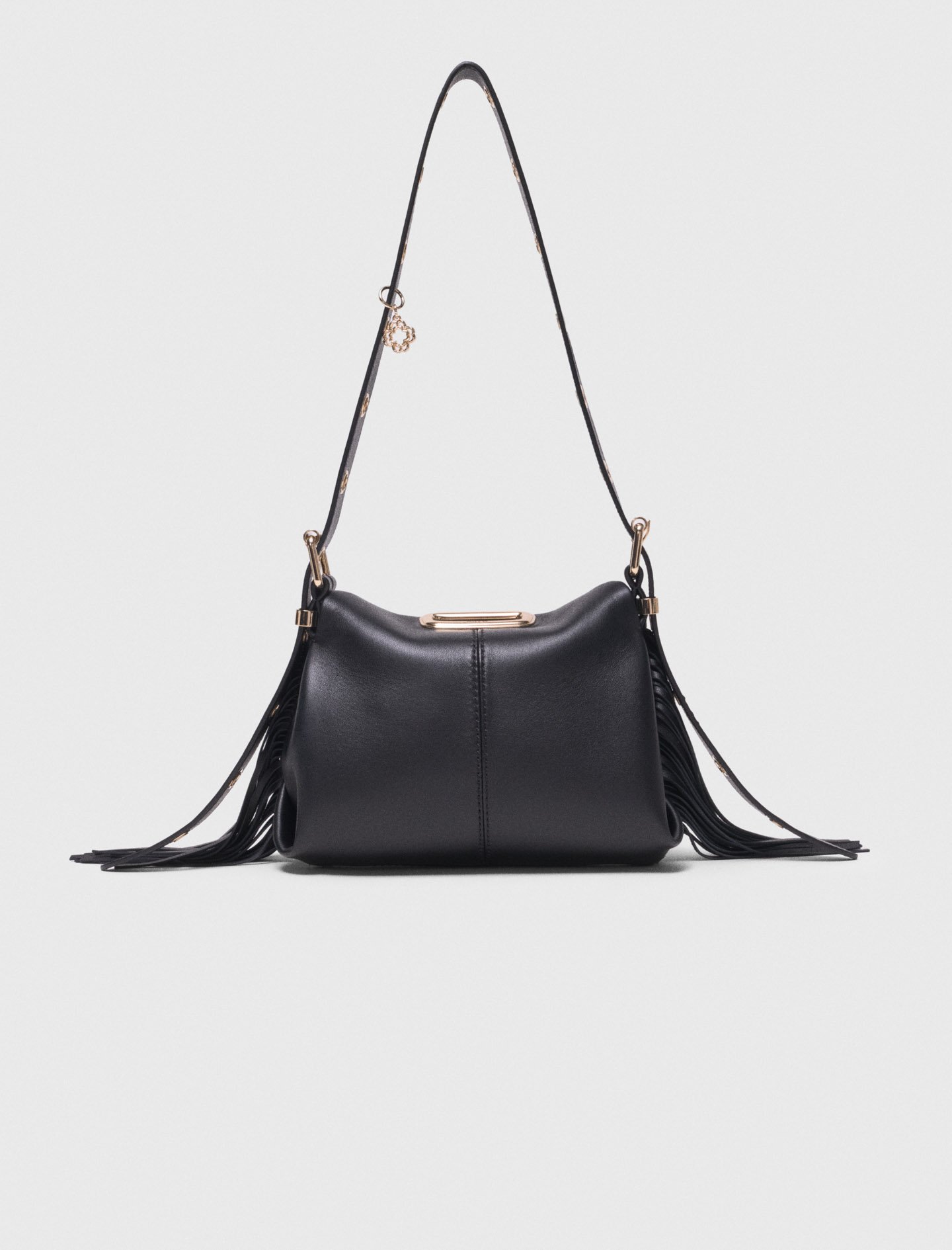 Sac Miss M mini à poignée dorée noir / gris pour femme | Maje