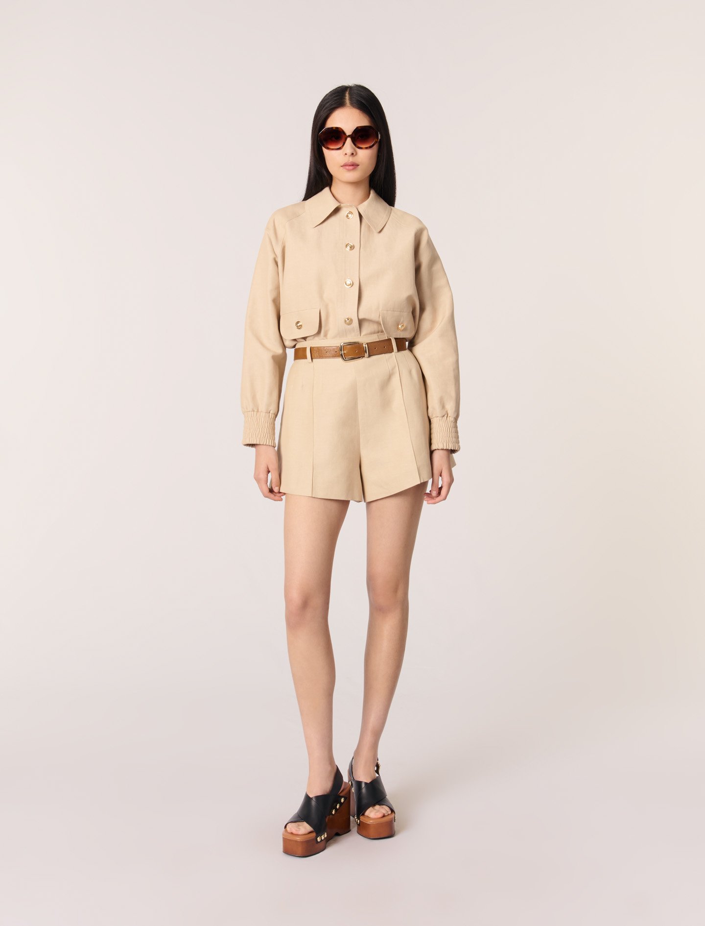 Short À Pinces En Lin Et Coton - Maje - Modalova