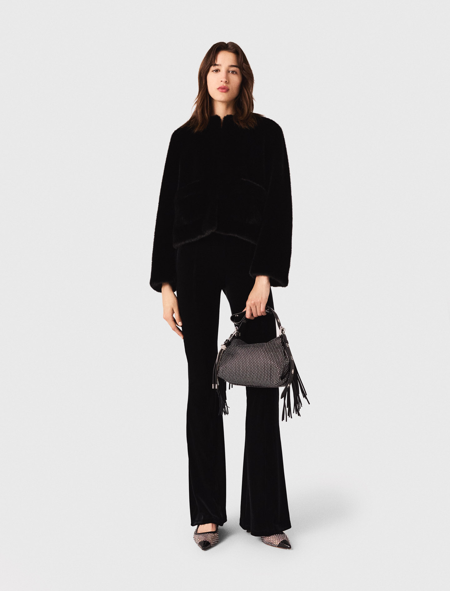 Pantalon En Velours Stretch - Noir - Taille 36 - Maje