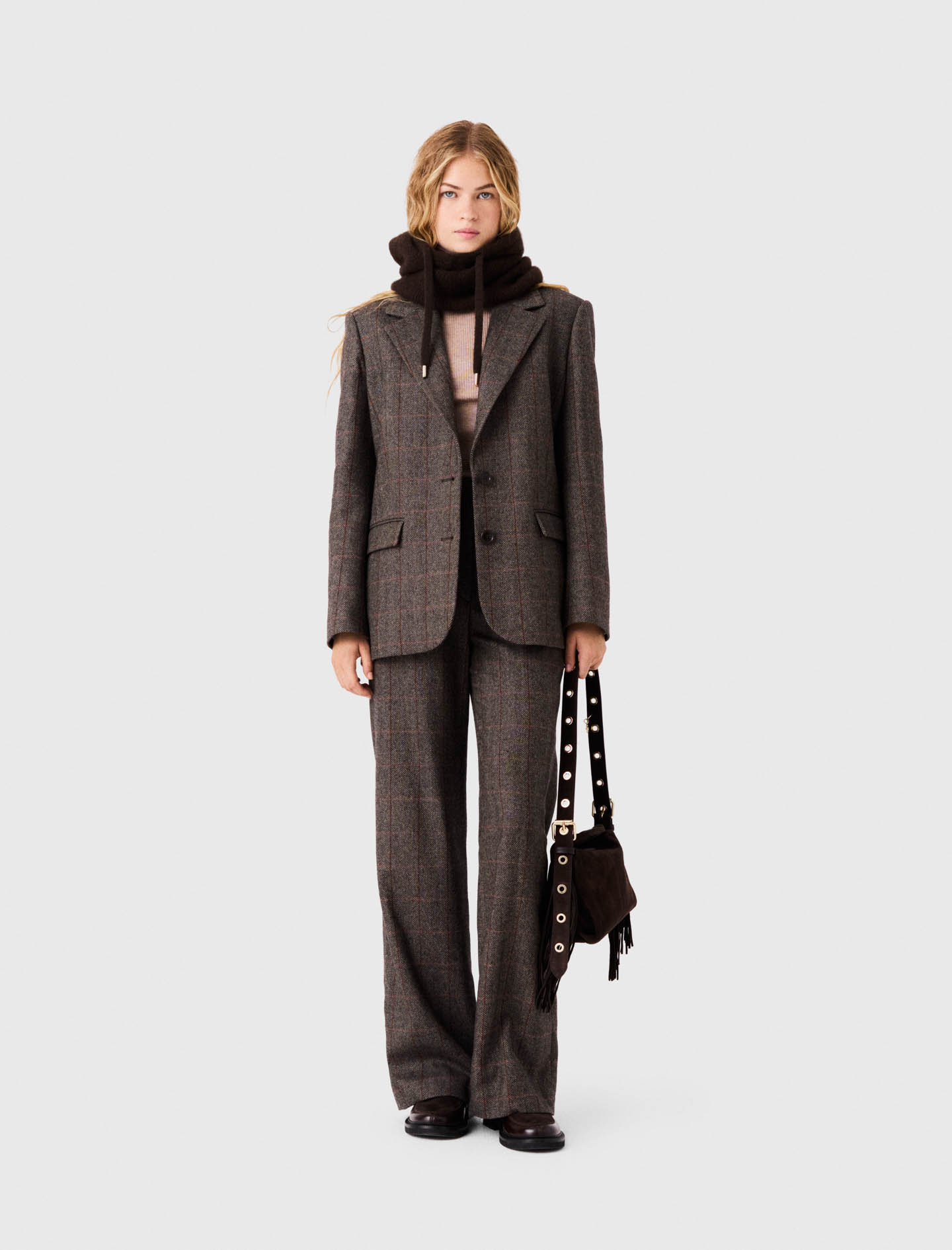 Veste De Tailleur Avec Ceinture - Marron - Taille 38 - Maje