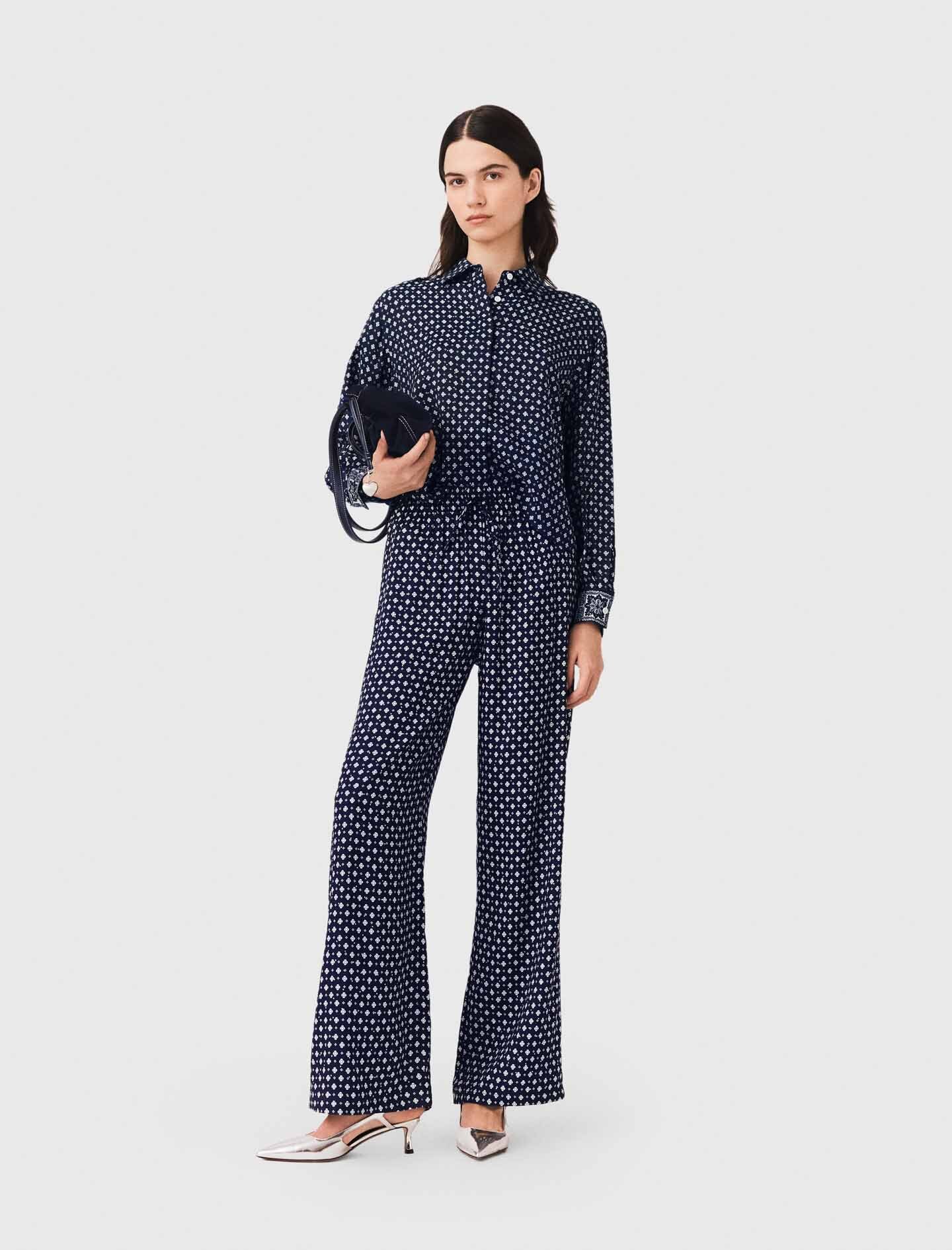 Pantalon Imprimé Strassé - Marine Loungewear - Taille 36 - Maje