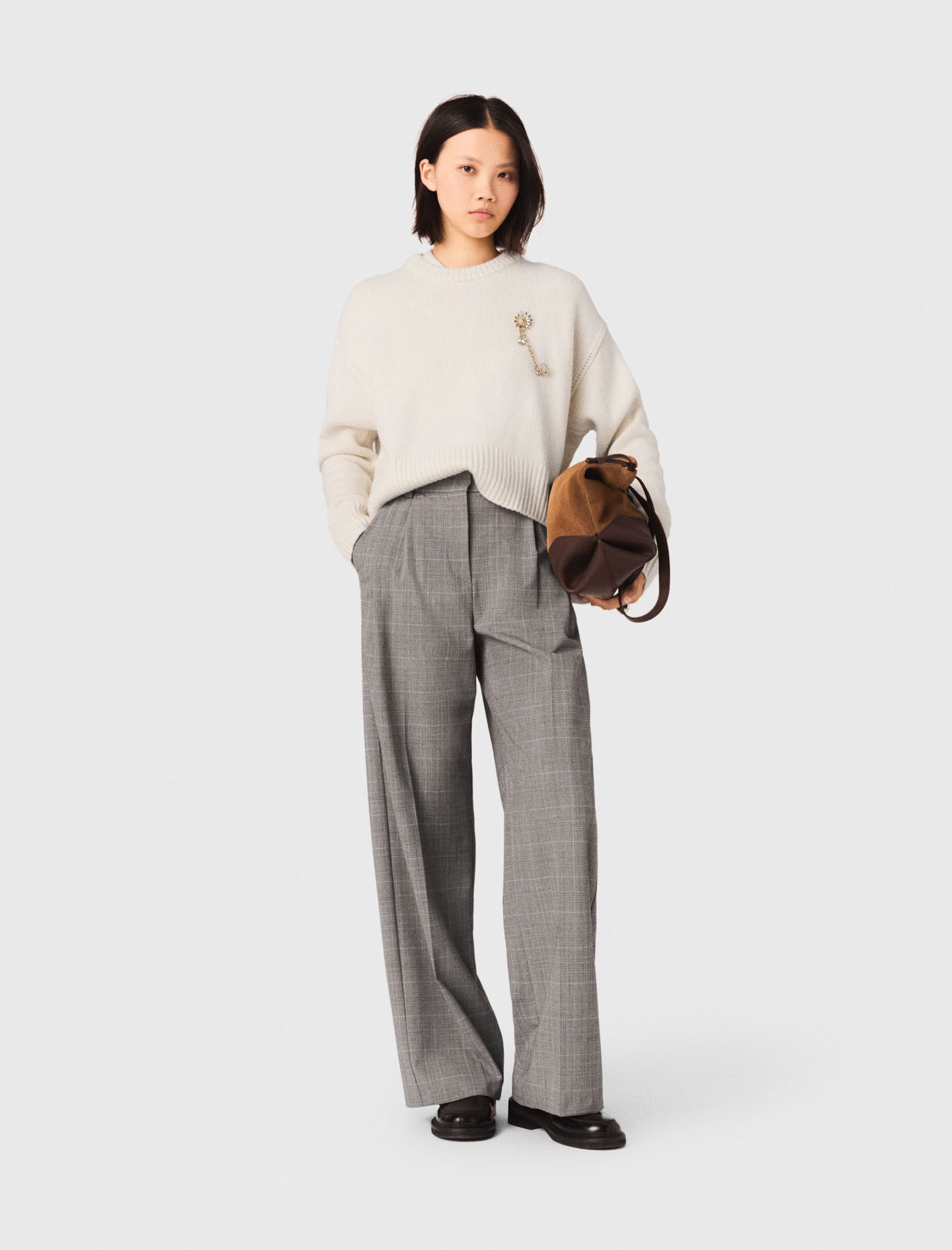Pantalon De Tailleur À Carreaux - Gris - Taille 34 - Maje