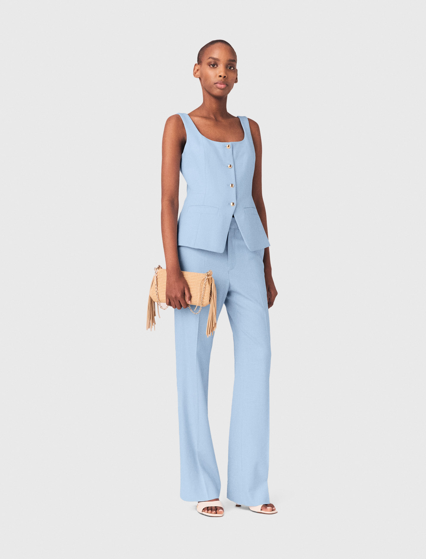 Pantalon De Tailleur À Plis - Bleu - Taille 34 - Maje