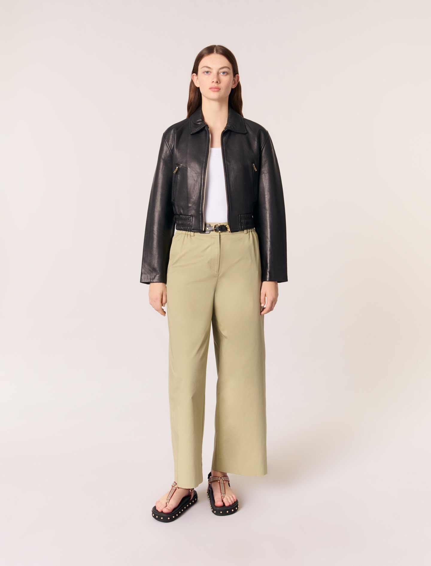 Blouson En Cuir - Noir - Maje - Maje - Modalova