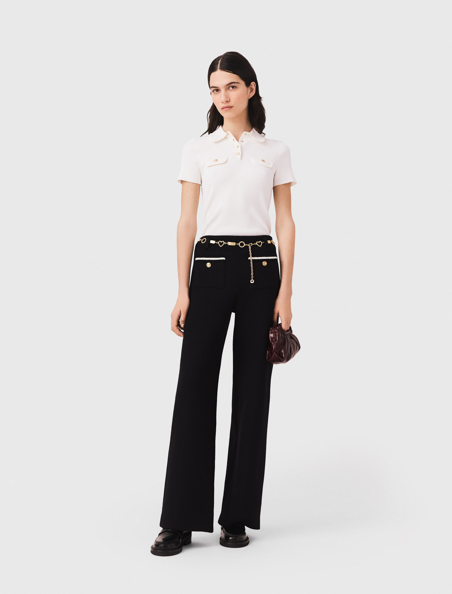 Pantalon En Tweed Lurex - Noir - Taille 42 - Maje