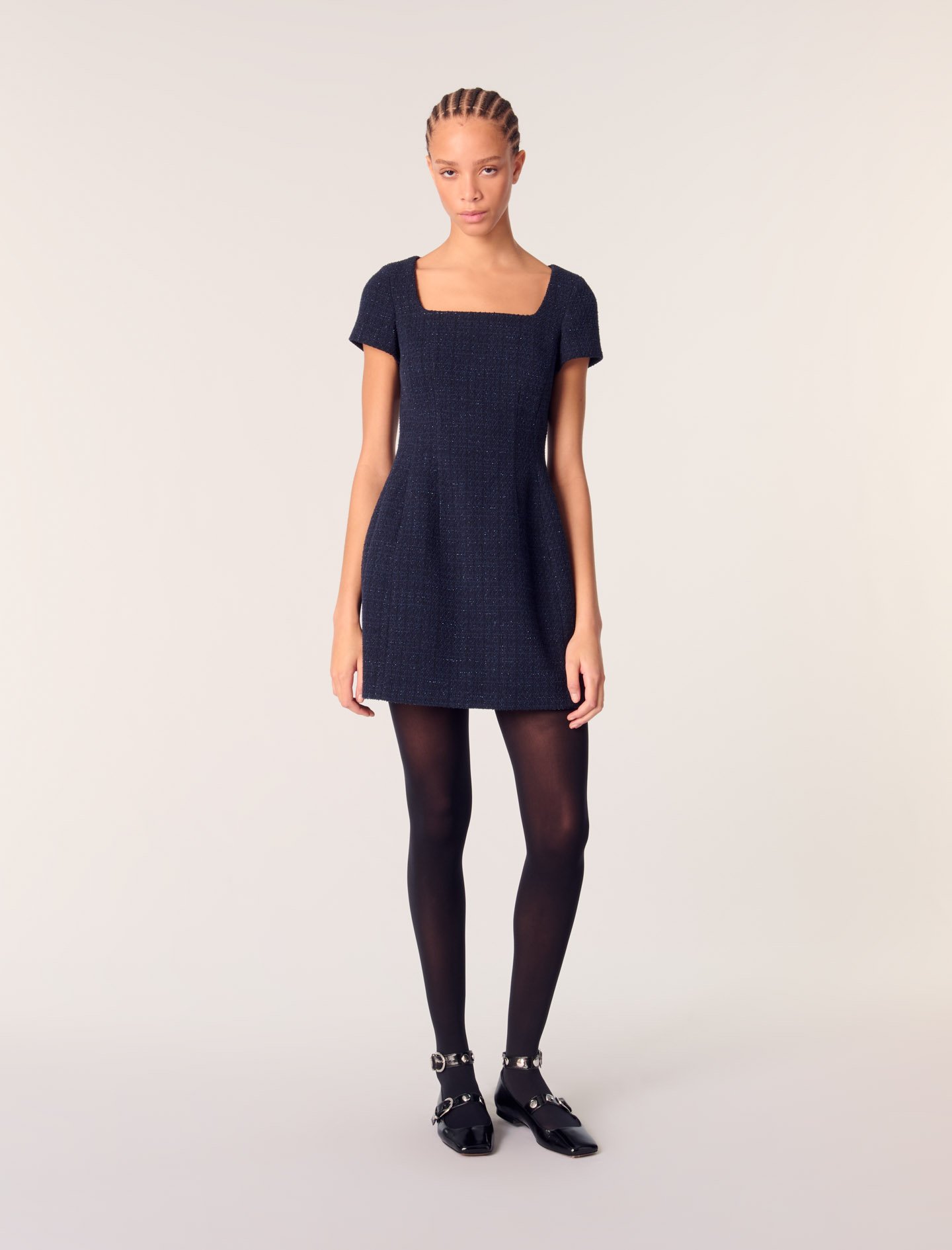 Robe Courte En Tweed - Bleu - Maje - Modalova