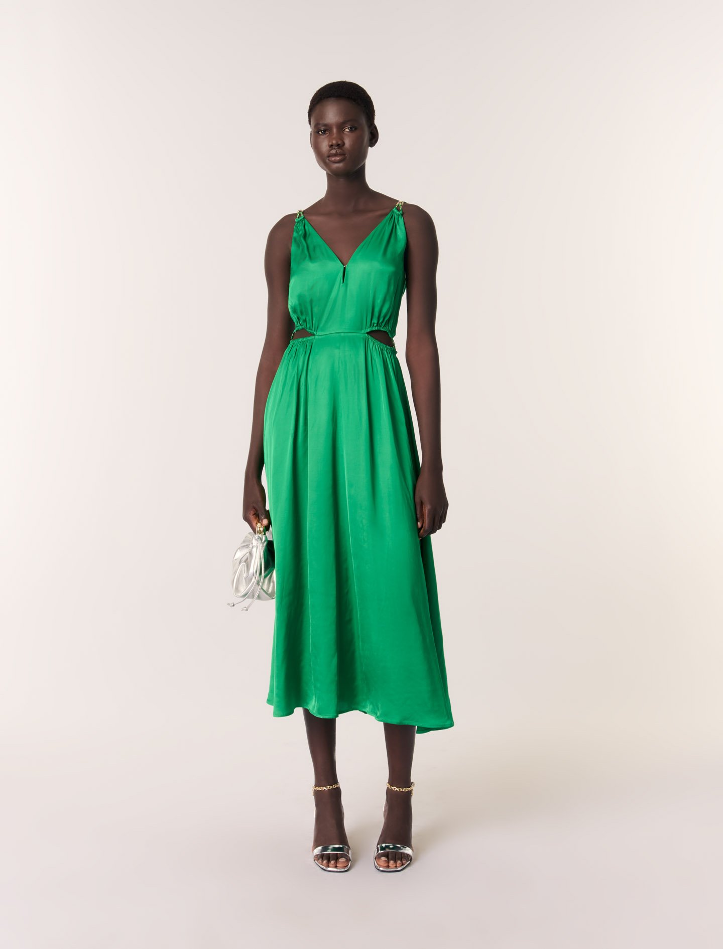Robe Longue Satinée - Vert - Maje - Maje - Modalova