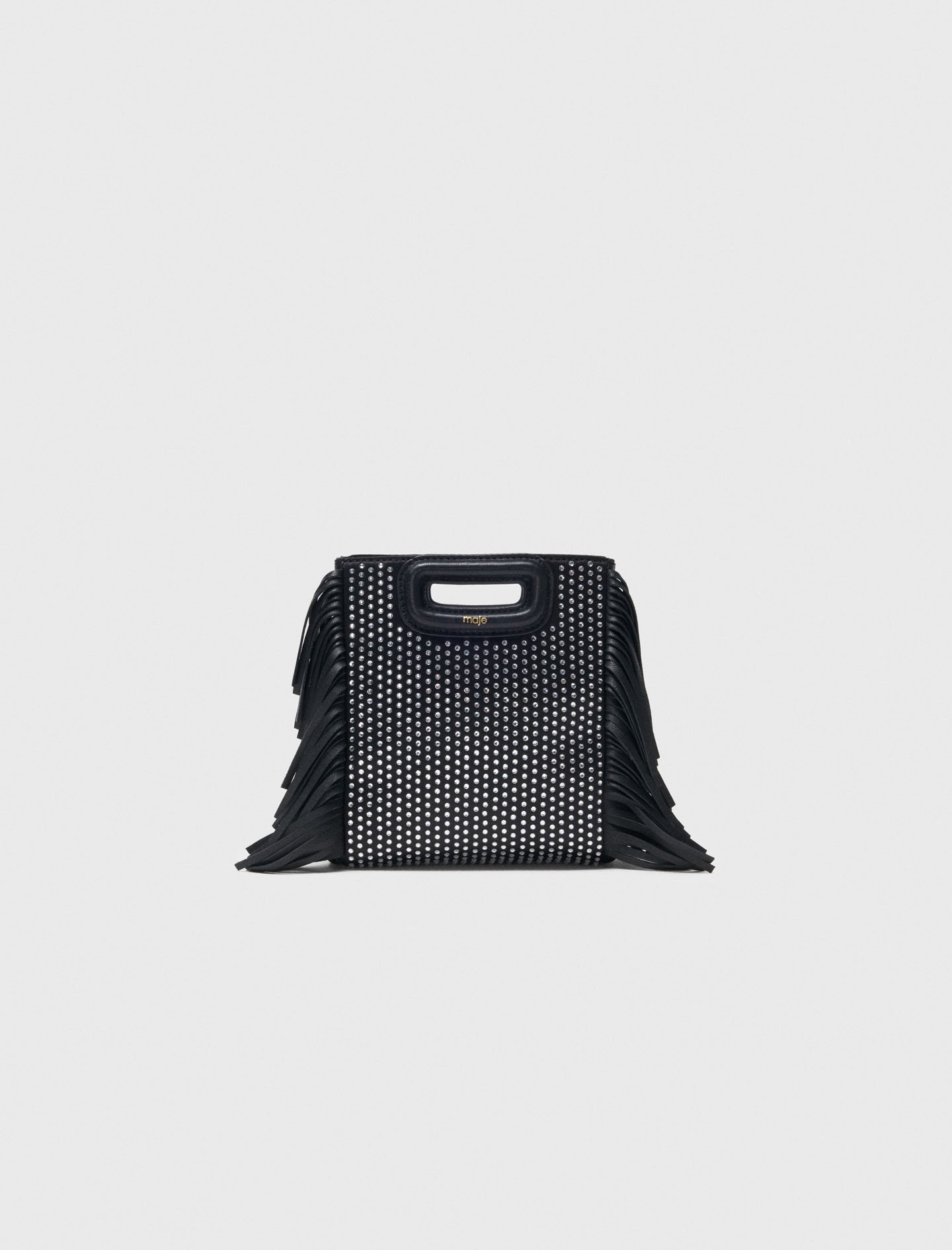 Sac M mini strassé noir / gris pour femme | Maje