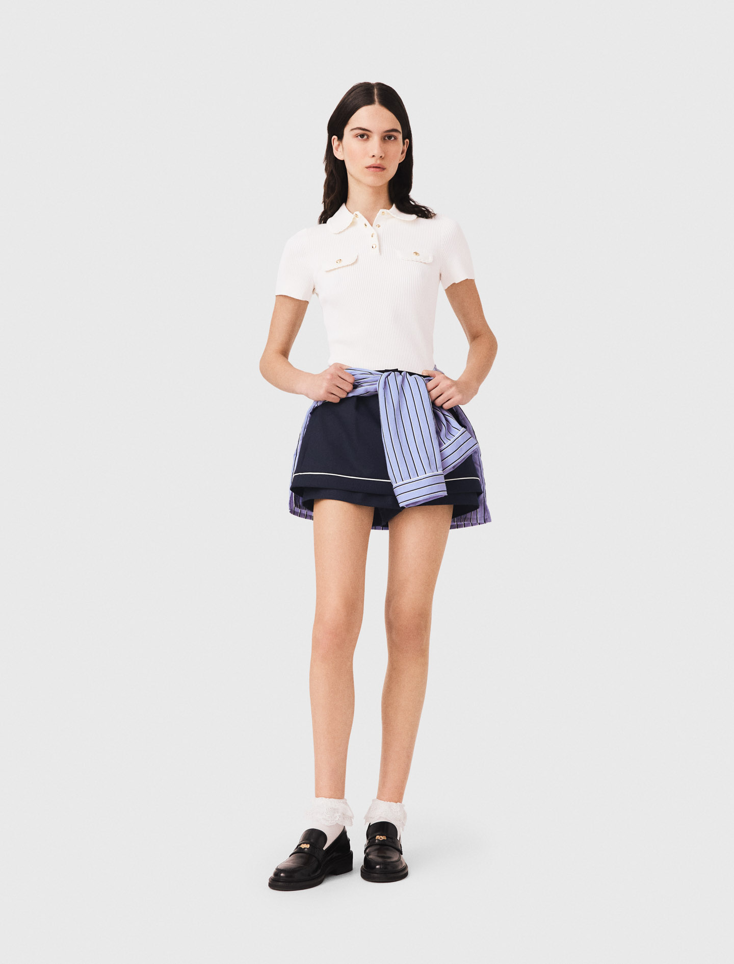 Polo À Manches Courtes Avec Poches - Blanc - Taille 0 - Maje