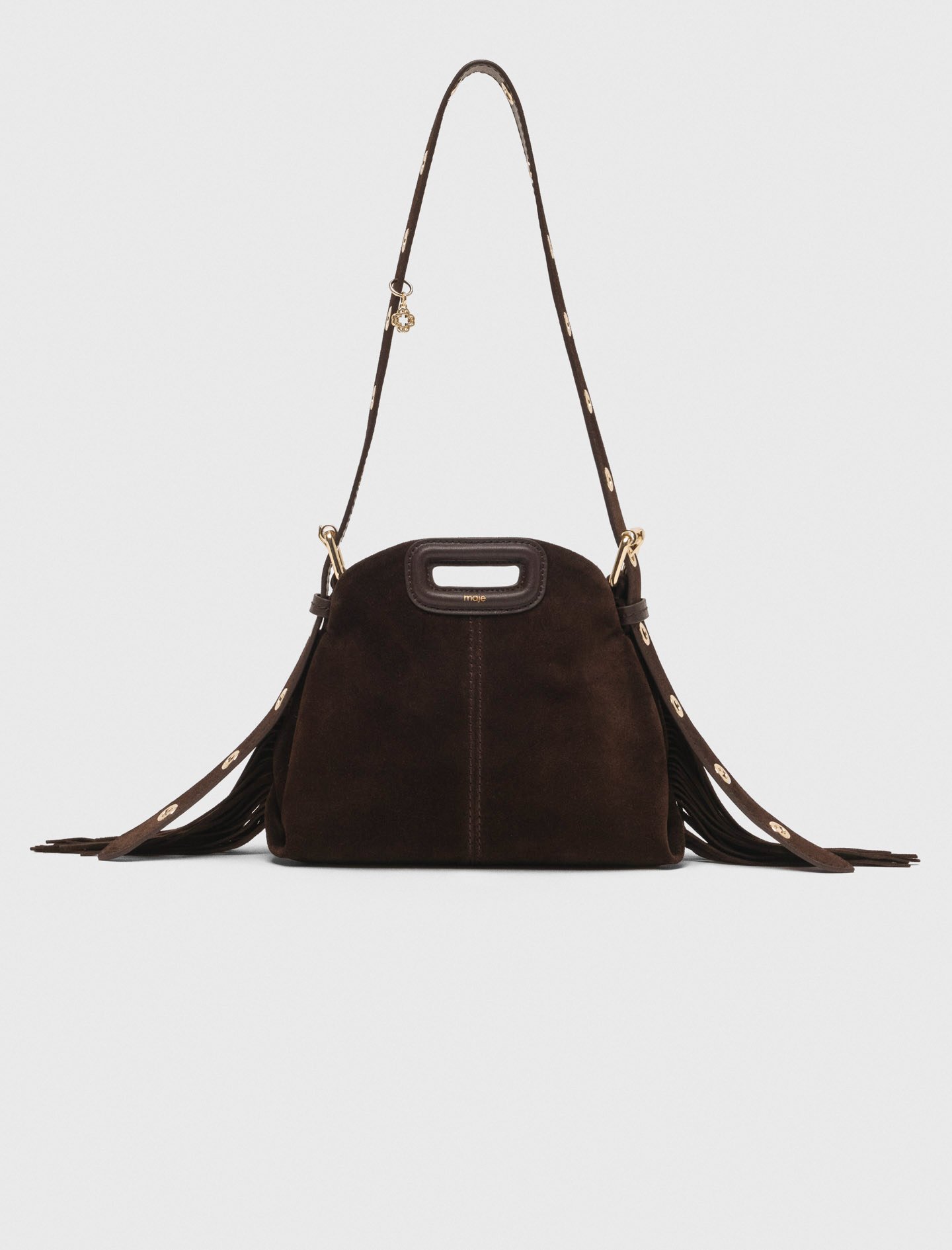 Sac Miss M mini en cuir suède marron pour femme | Maje