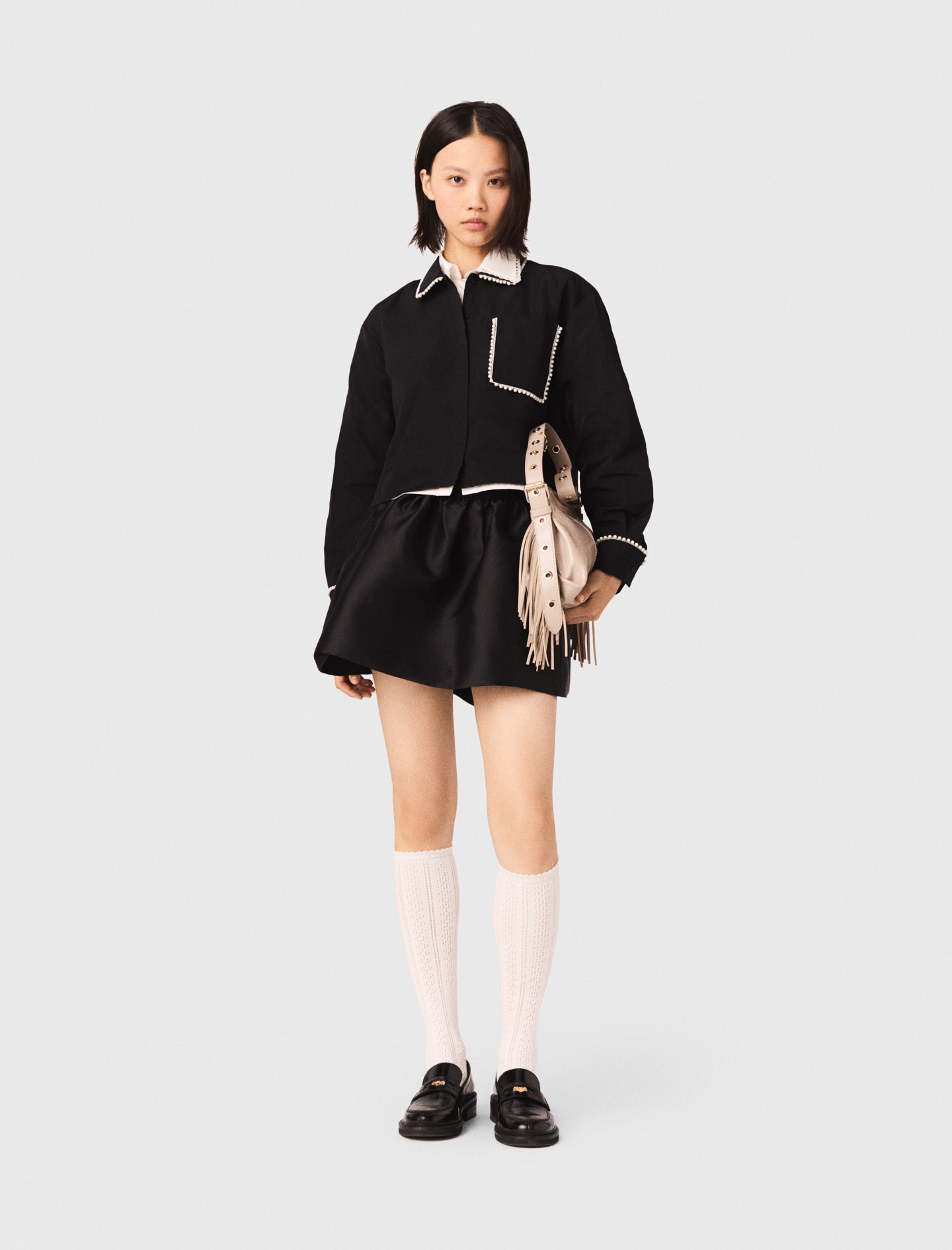 Chemise En Taffetas - Noir - Taille 2 - Maje