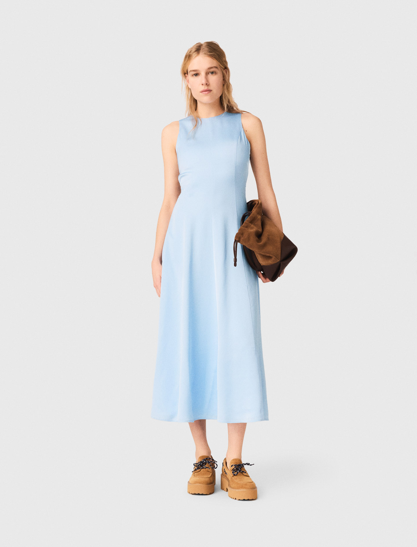 Robe Longue Avec Ouverture Dos - Bleu - Taille 42 - Maje
