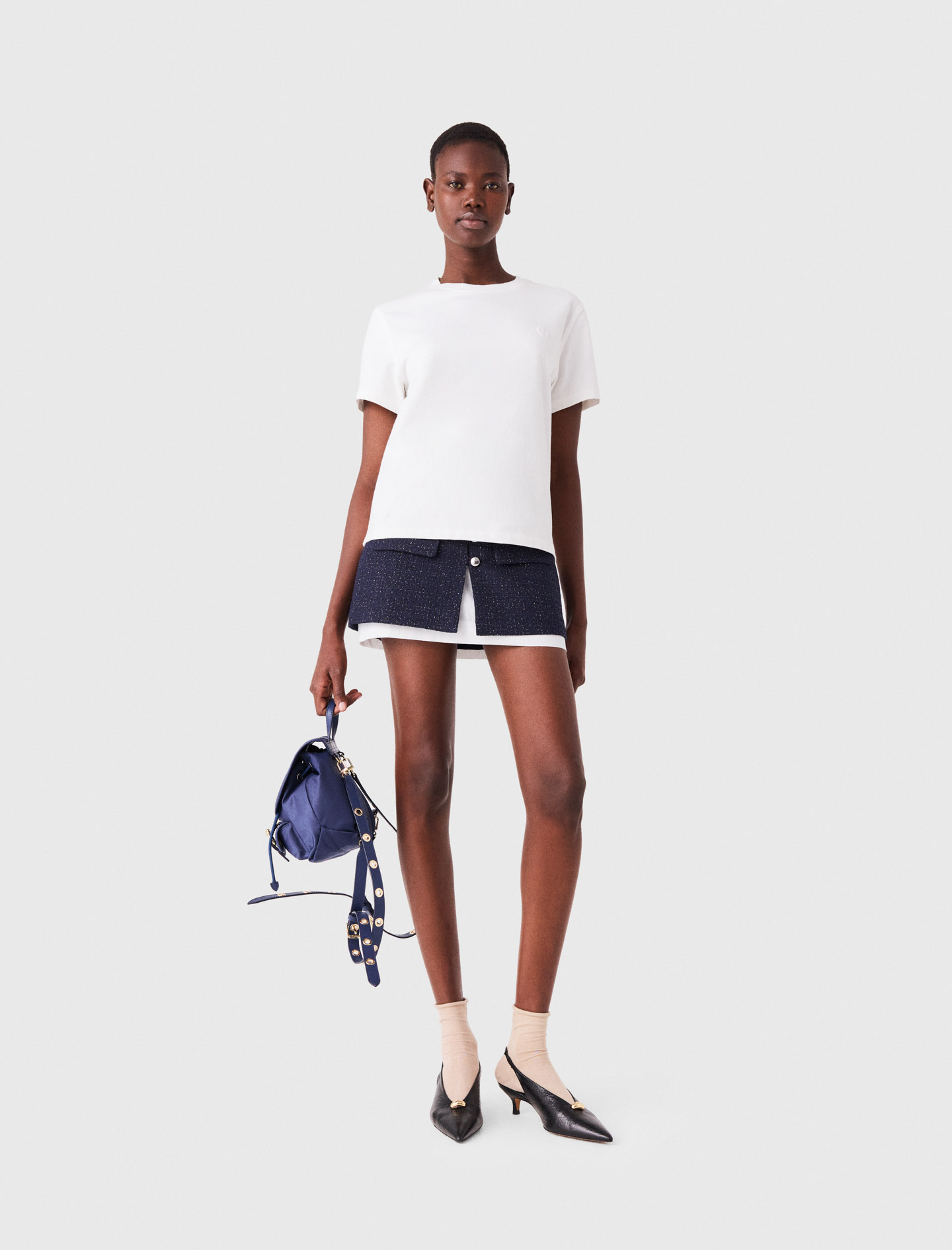 Tee Shirt Avec Petit Logo Brodé - Blanc - Taille 1 - Maje