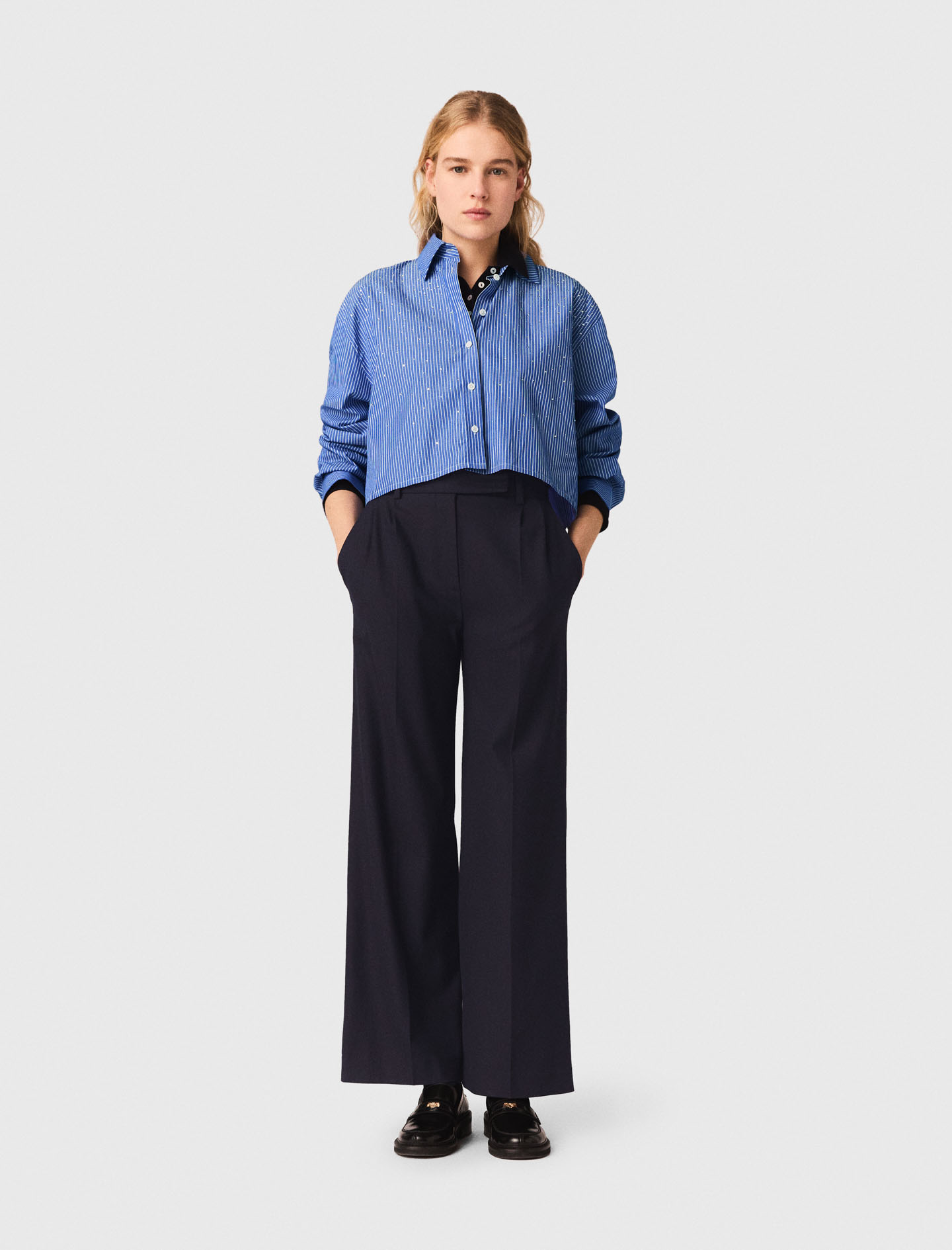 Pantalon Large De Costume - Noir - Taille 42 - Maje