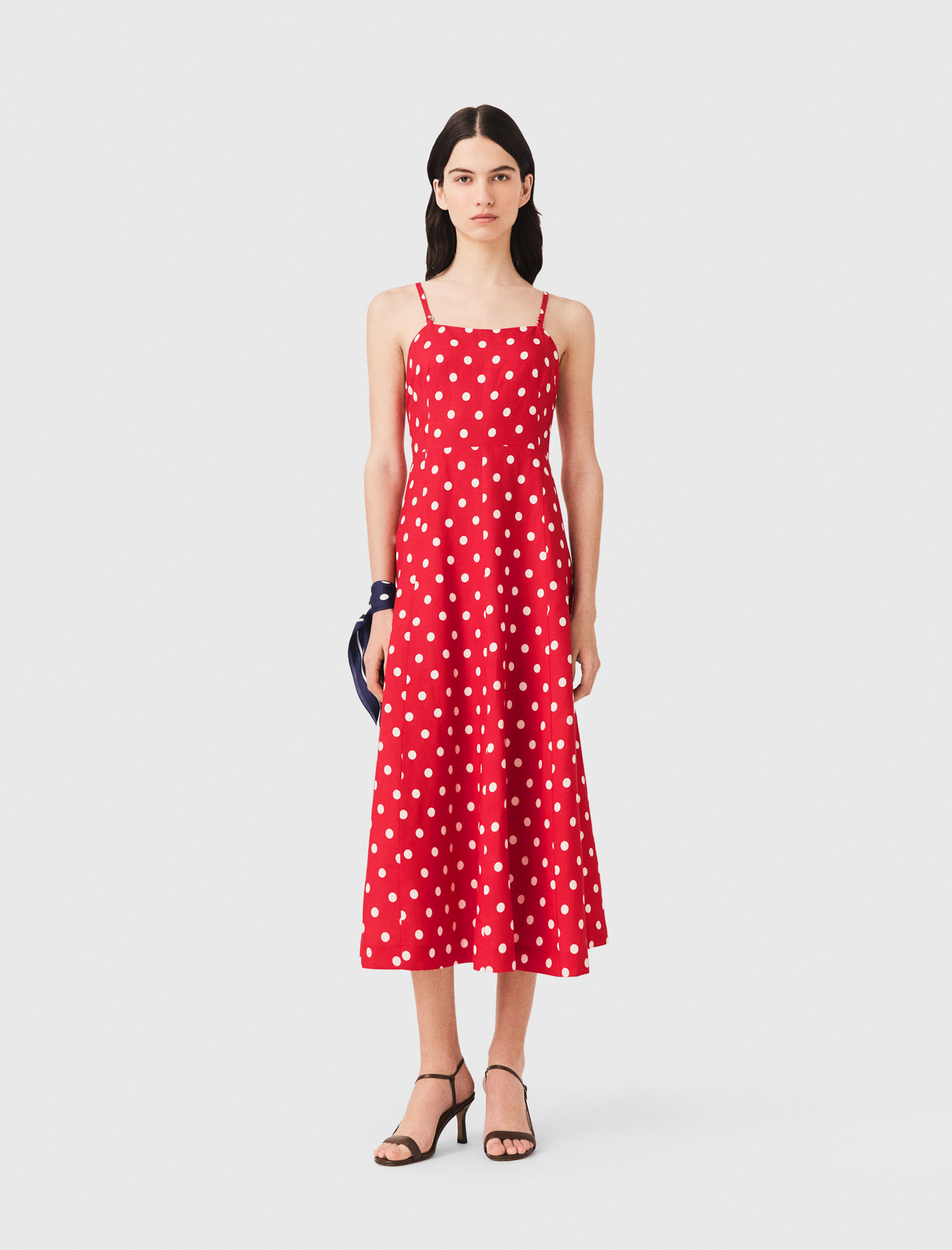 Robe Longue Dos Nu En Lin Mélangé - Rouge - Taille 34 - Maje
