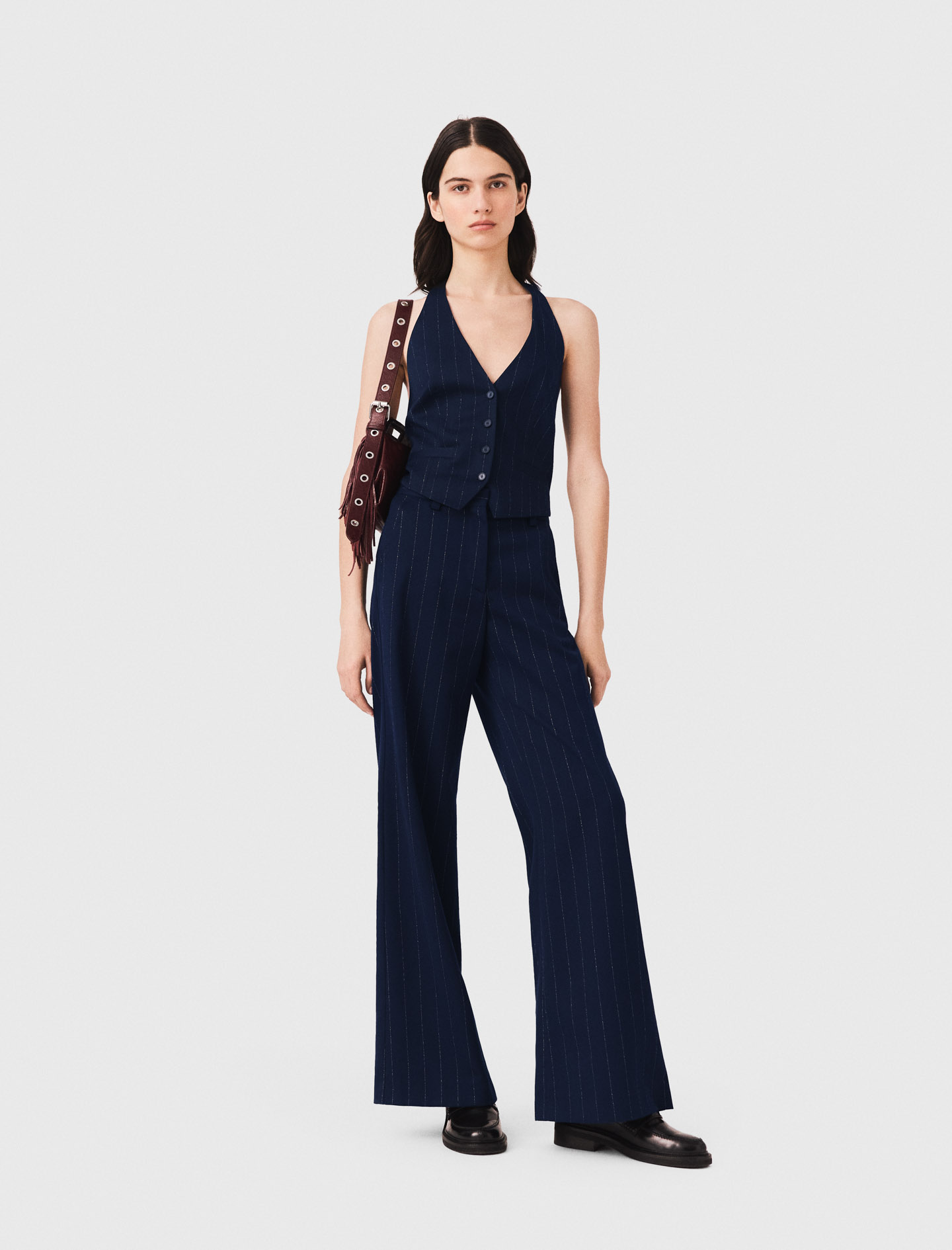 Top Tailleur Dos Nu - Bleu Marine - Taille 38 - Maje