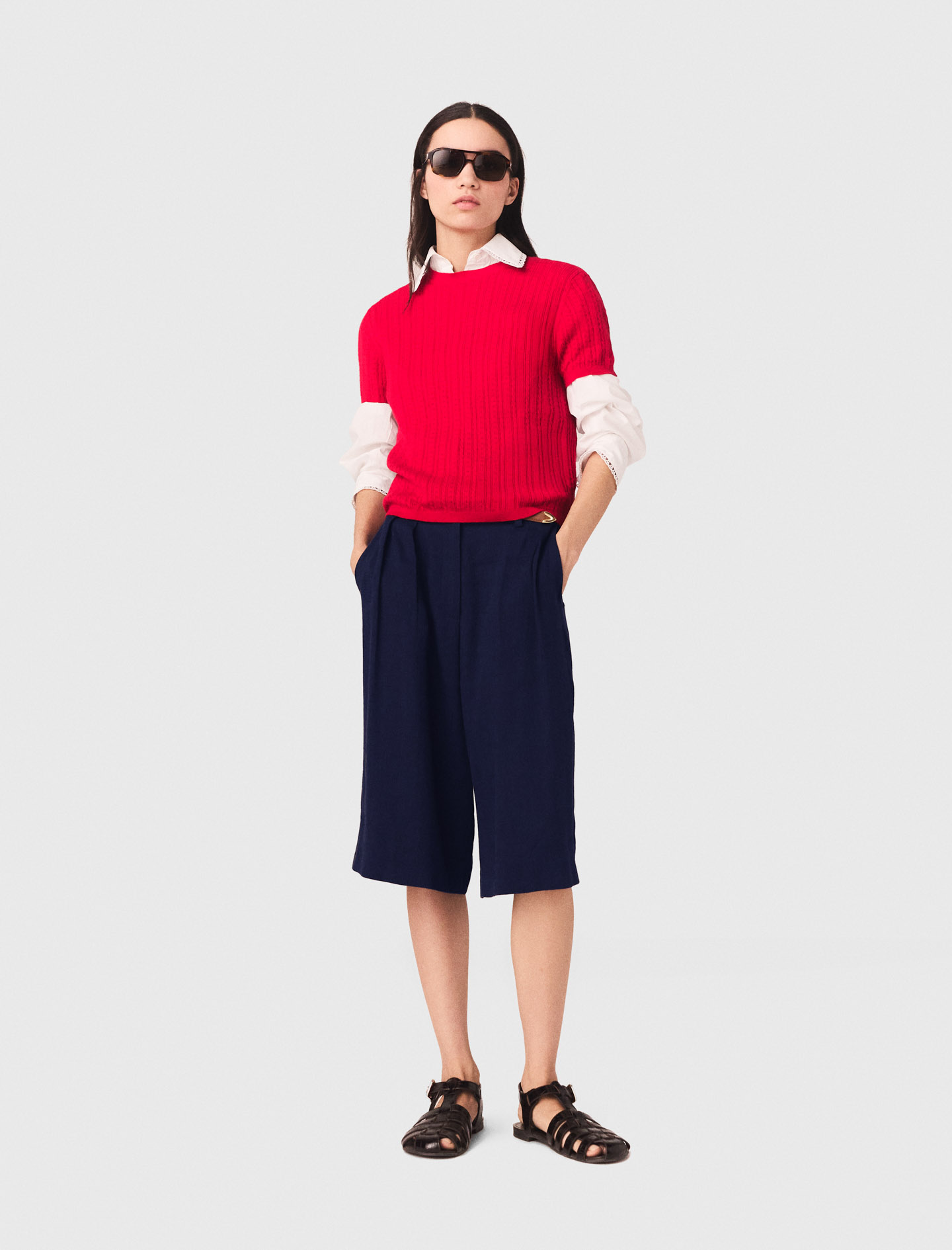 Pull À Col Rond - Rouge - Taille 3 - Maje