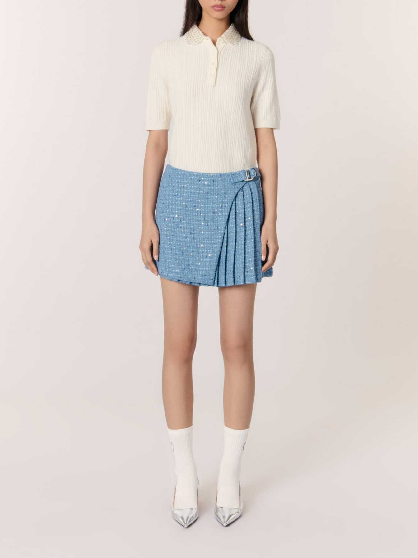 Mini-jupe MAJE En Jean Surteint Effet Vieilli - Taille W24 (34), Comme Neuve - Occasion Très Bon état