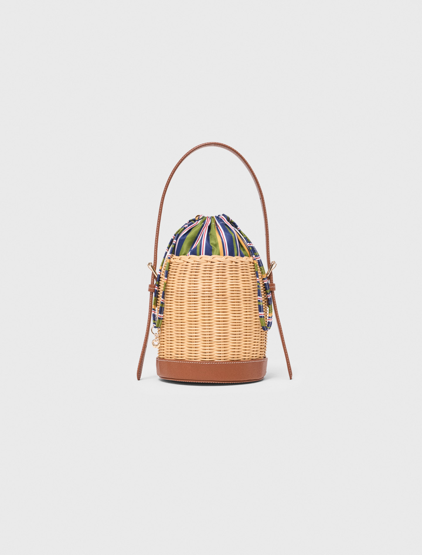 Panier En Osier Avec Pochon Imprimé - Naturel - Maje