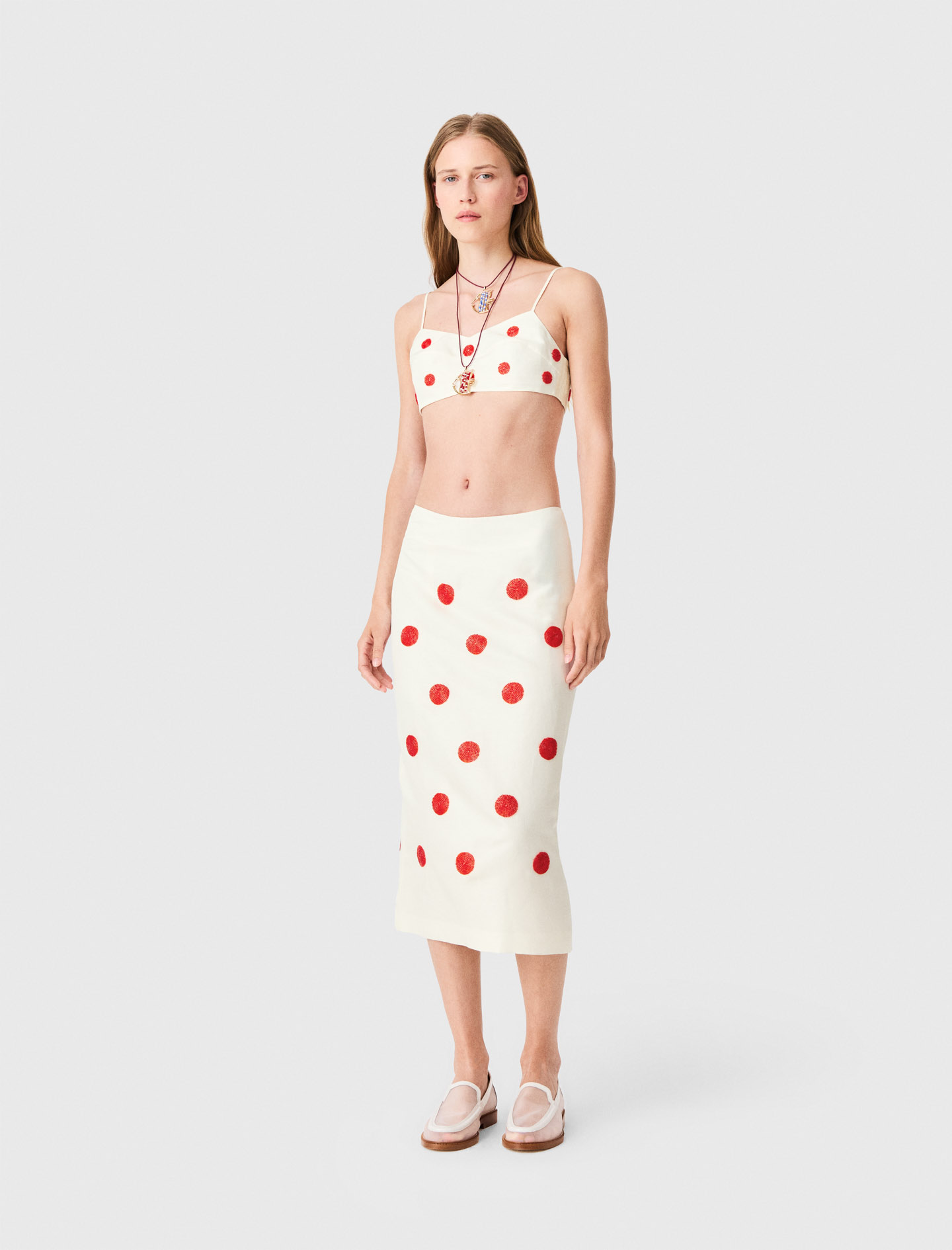 Brassière En Lin Et Soie Brodée - Blanc - Taille 36 - Maje