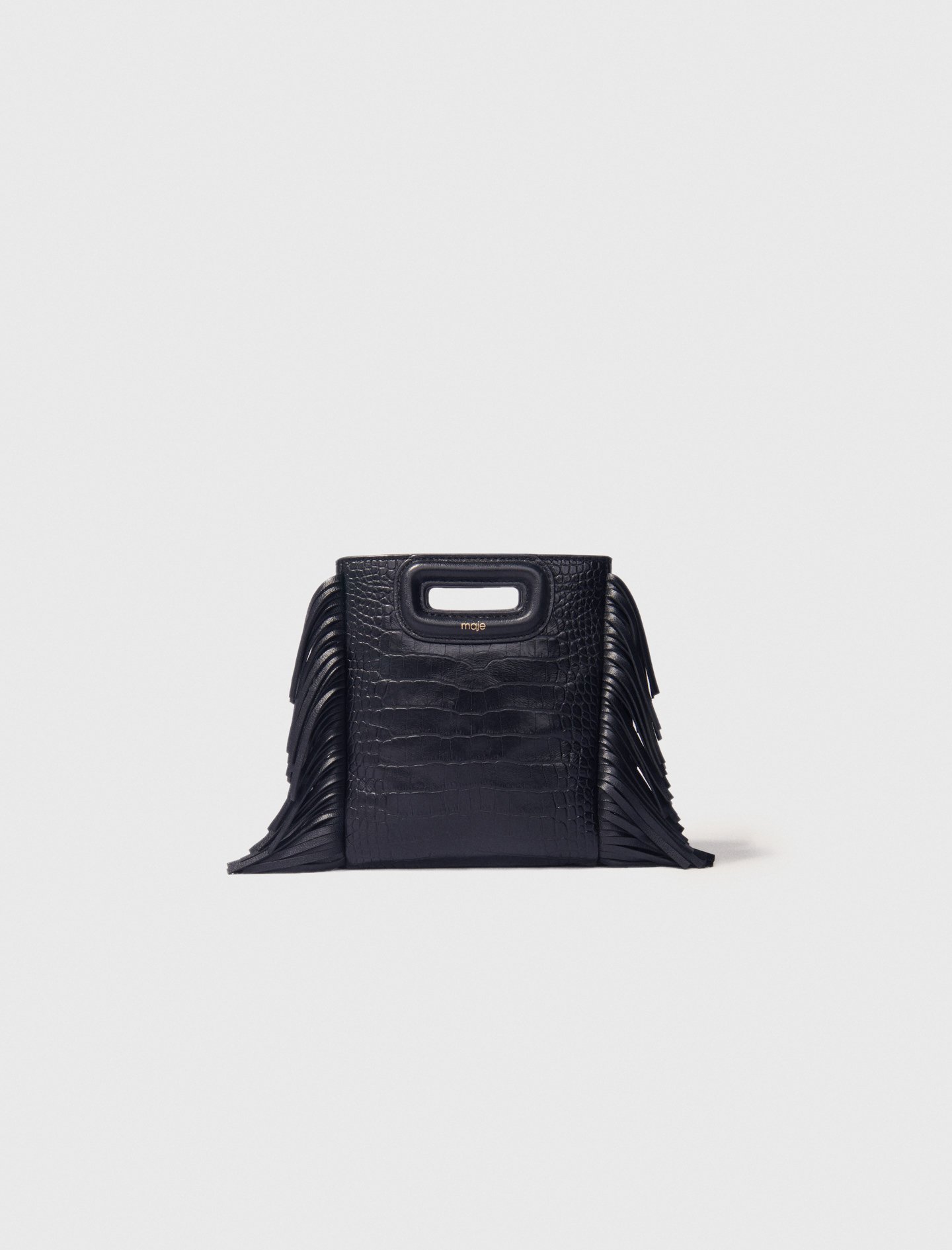 Sac M Mini en cuir effet croco noir / gris pour femme | Maje
