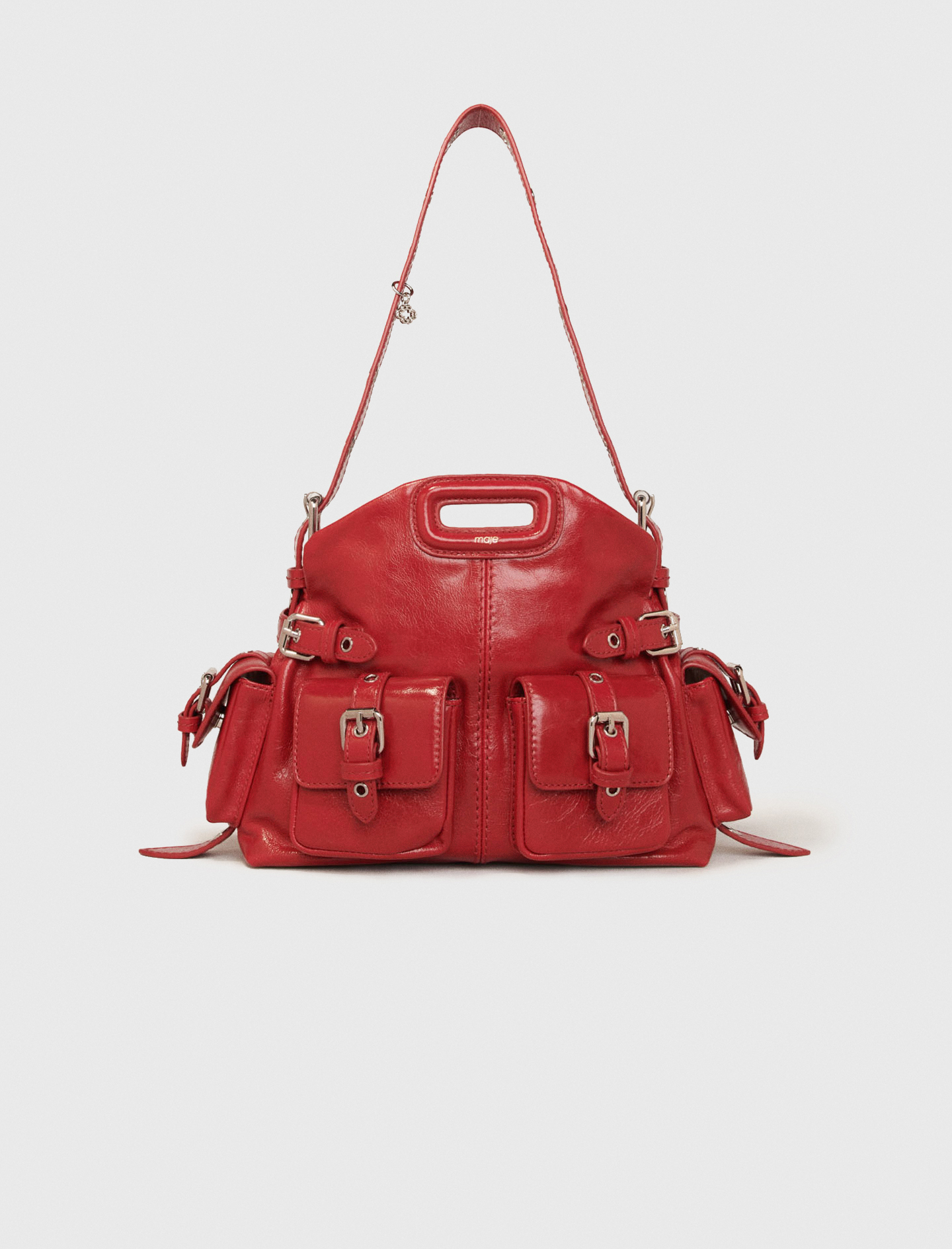 Sac Miss M Mini cargo en cuir usé rouge pour femme | Maje