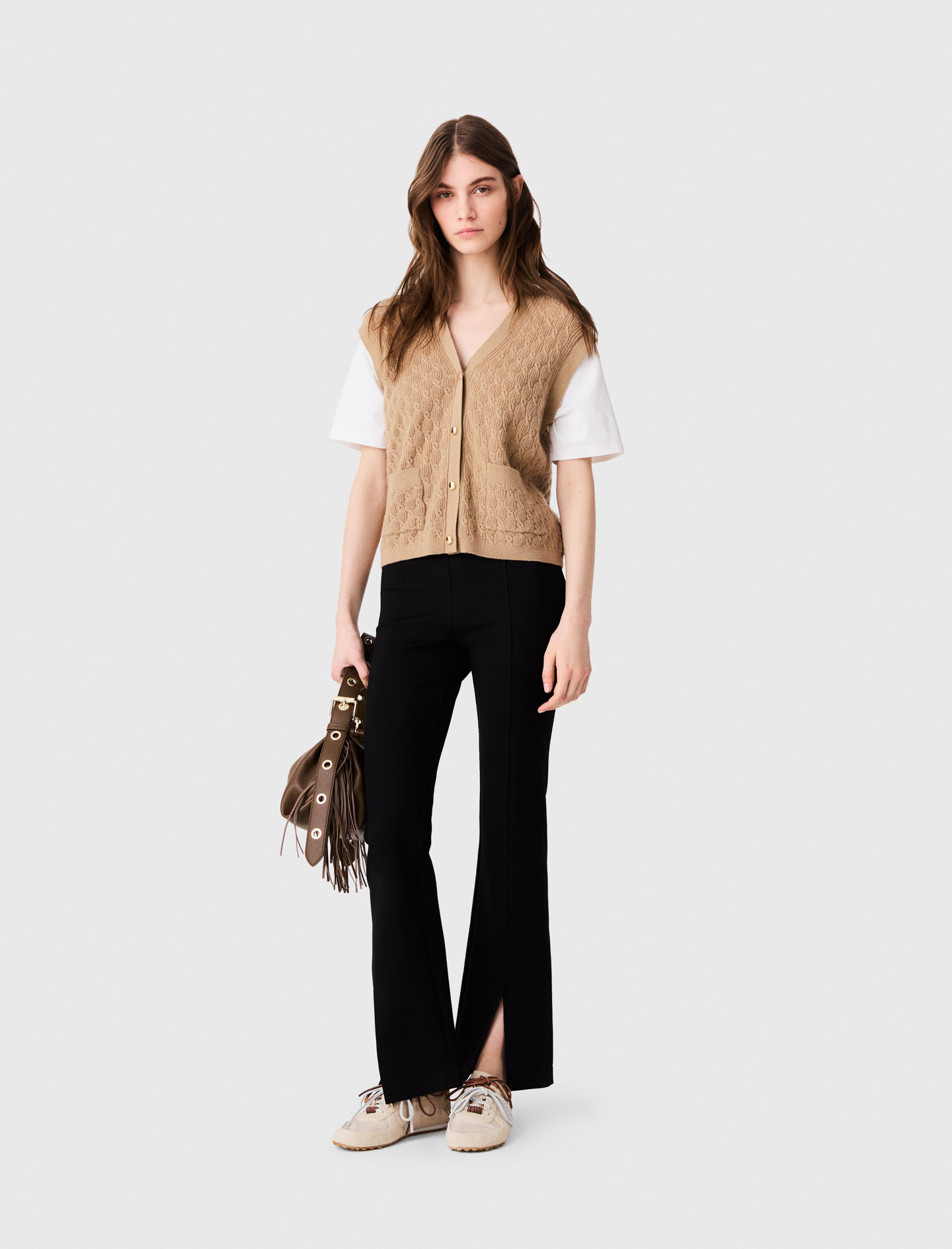 Pantalon Fendu - Noir - Taille 40 - Maje