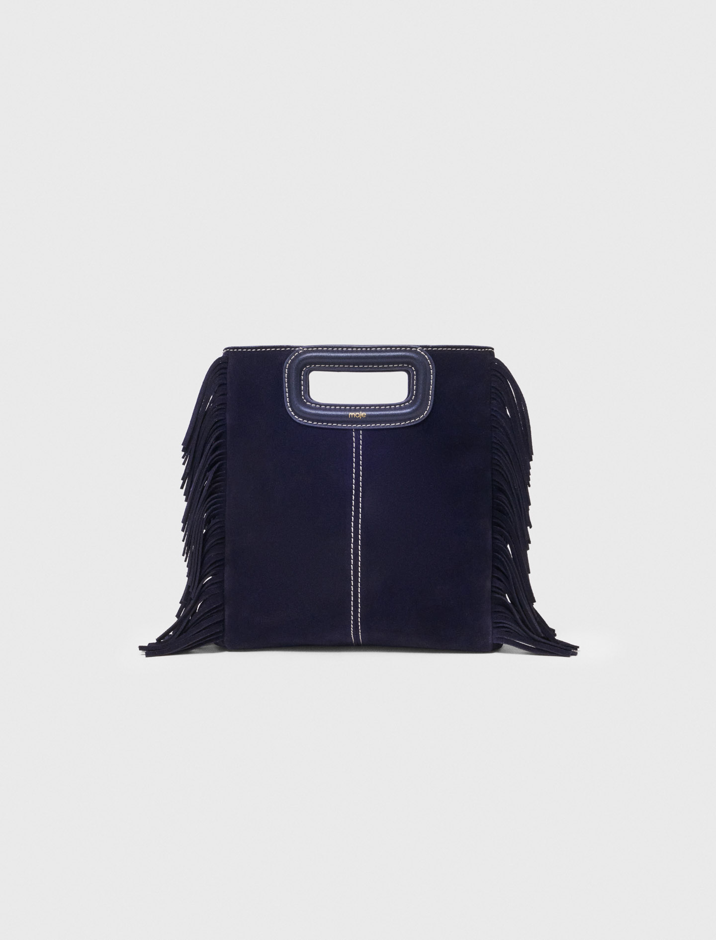 Sac M En Suède Surpiquée - Bleu Marine - Maje