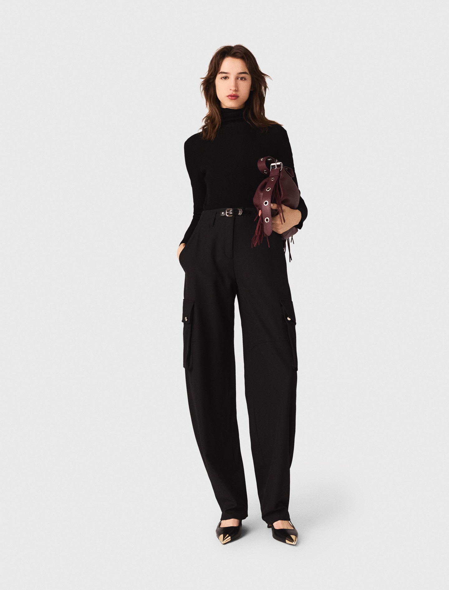 Maje Second-skin Roll-neck Jumper In Black