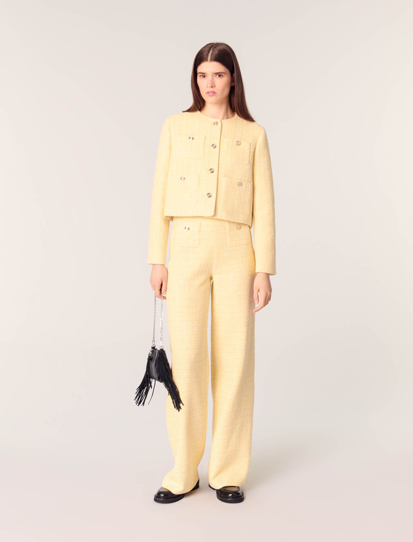 Pantalon Droit En Tweed Et Lurex - Maje - Modalova