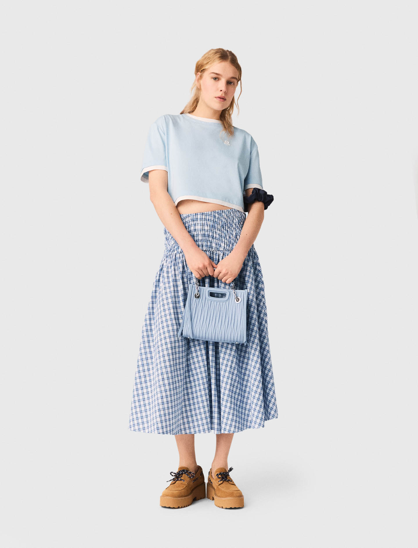 Tee Shirt Bicolore - Bleu - Taille 0 - Maje