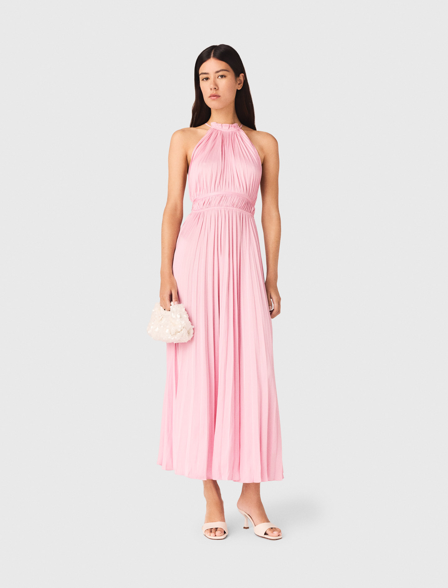 Robe Longue Plissée - Rose - Taille 34 - Maje