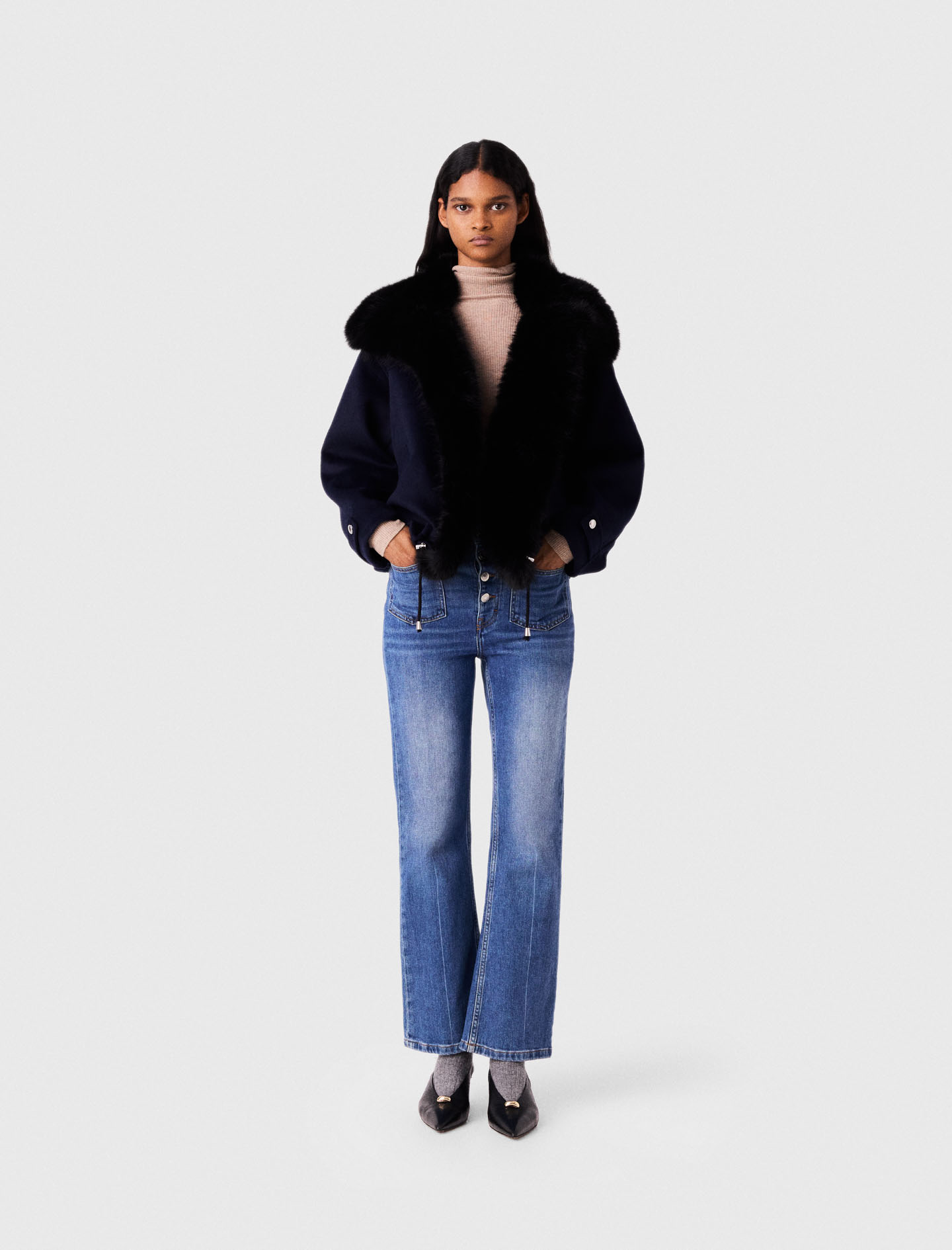 Jean Denim À Poches - Bleu - Taille 40 - Maje
