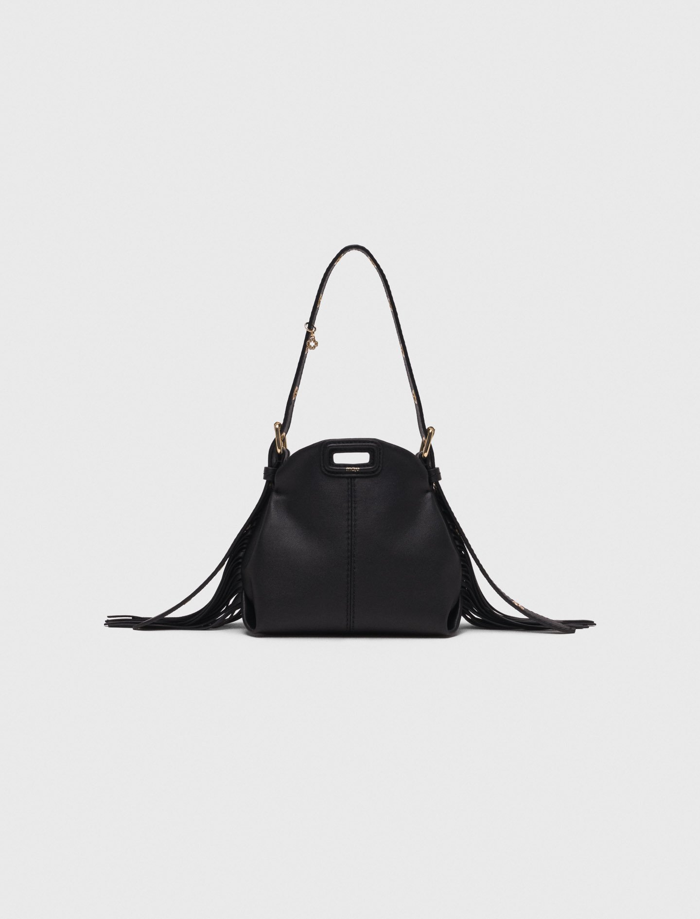 Sac Miss M micro en cuir lisse noir / gris pour femme | Maje