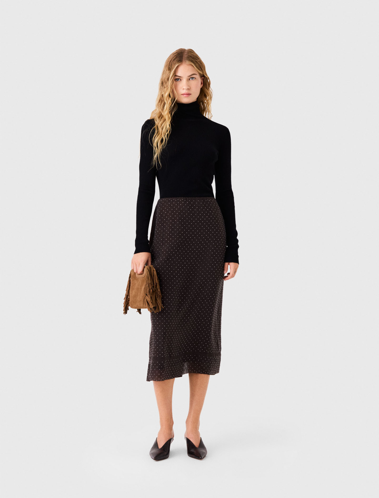 Pull Seconde Peau À Col Montant - Noir - Taille 3 - Maje
