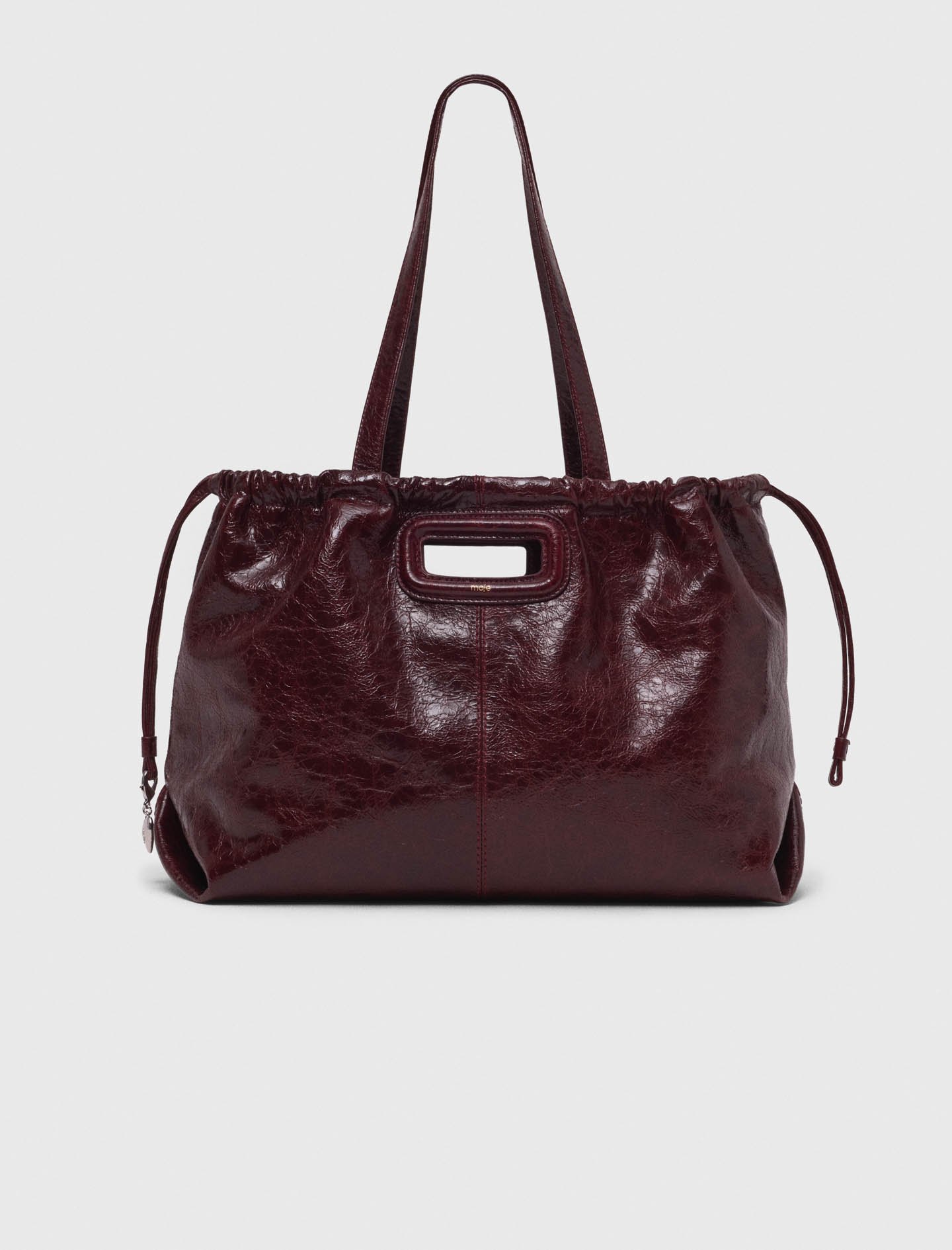 Sac M Tote en cuir craquelé rouge pour femme | Maje