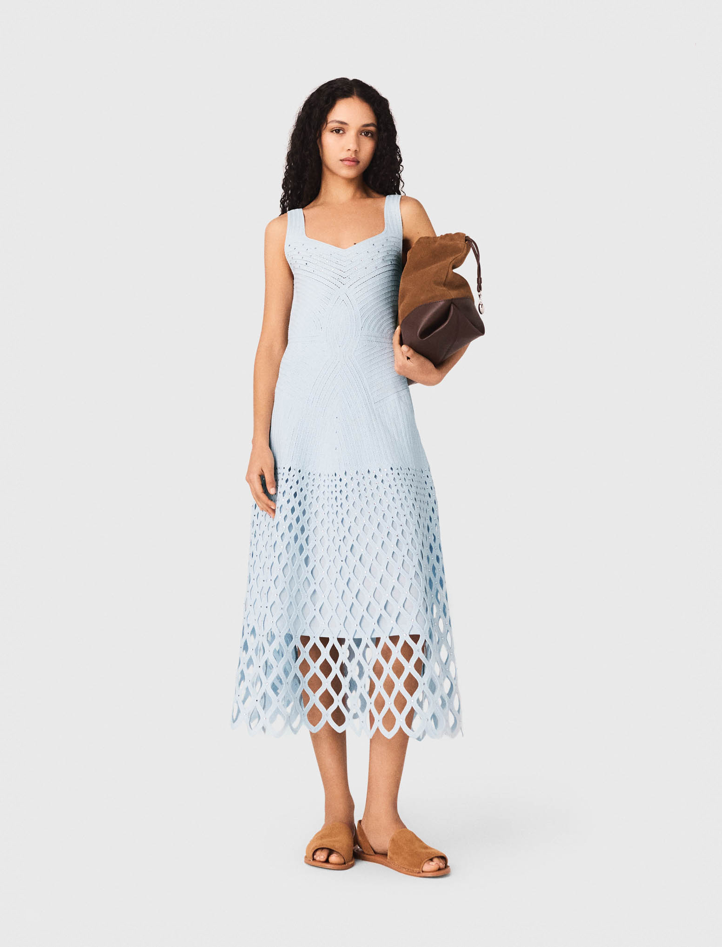 Robe En Crochet À Doublure Amovible - Bleu - Taille 34 - Maje