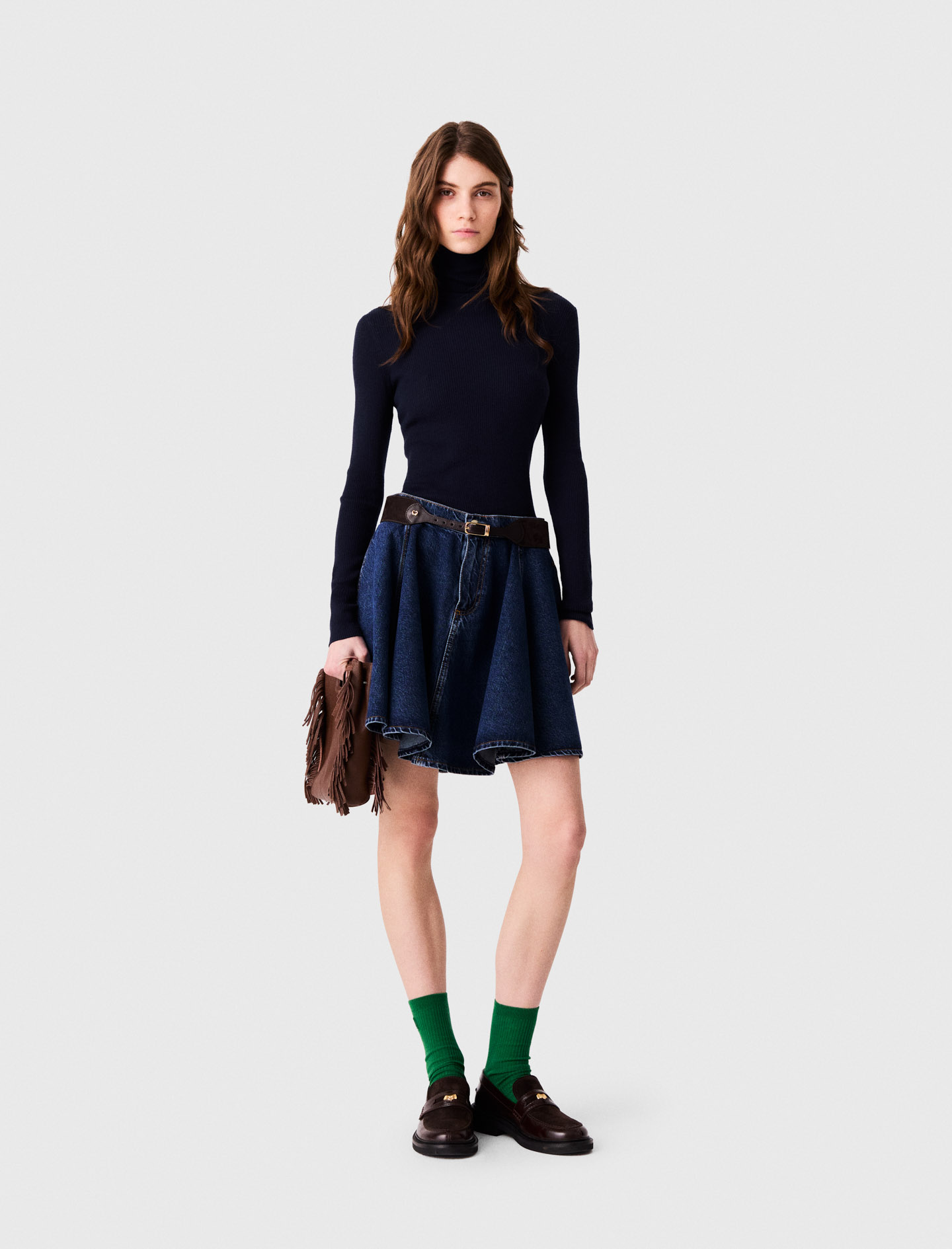 Pull Seconde Peau À Col Montant - Bleu Marine - Taille 2 - Maje
