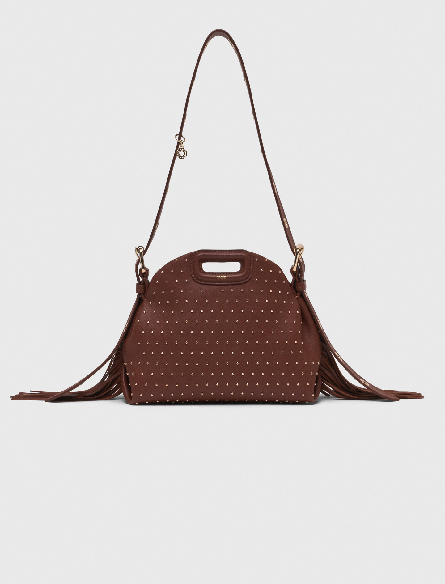 Sac Miss M mini en cuir et studs marron pour femme | Maje