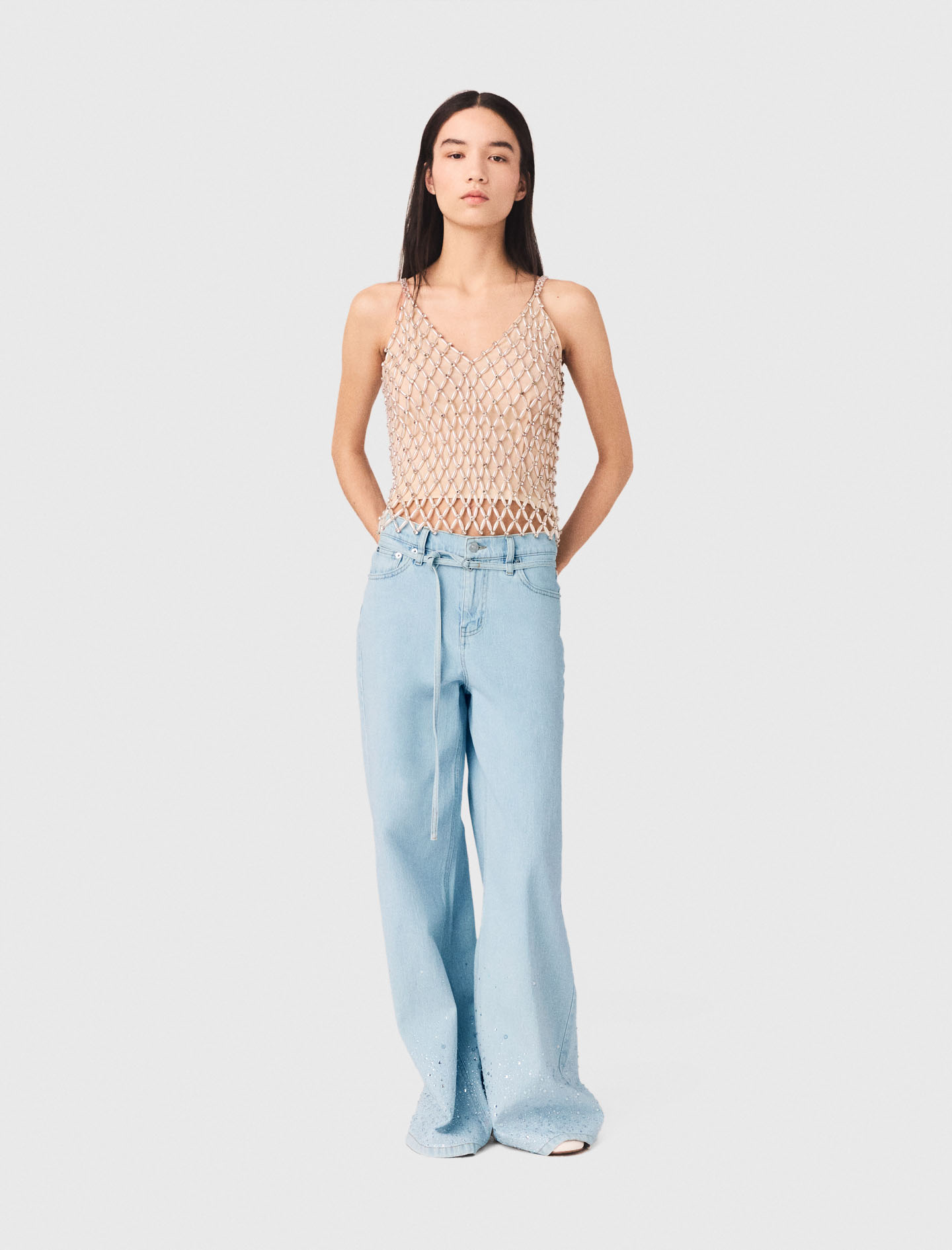 Top En Perles Avec Doublure - Blanc - Taille 1 - Maje