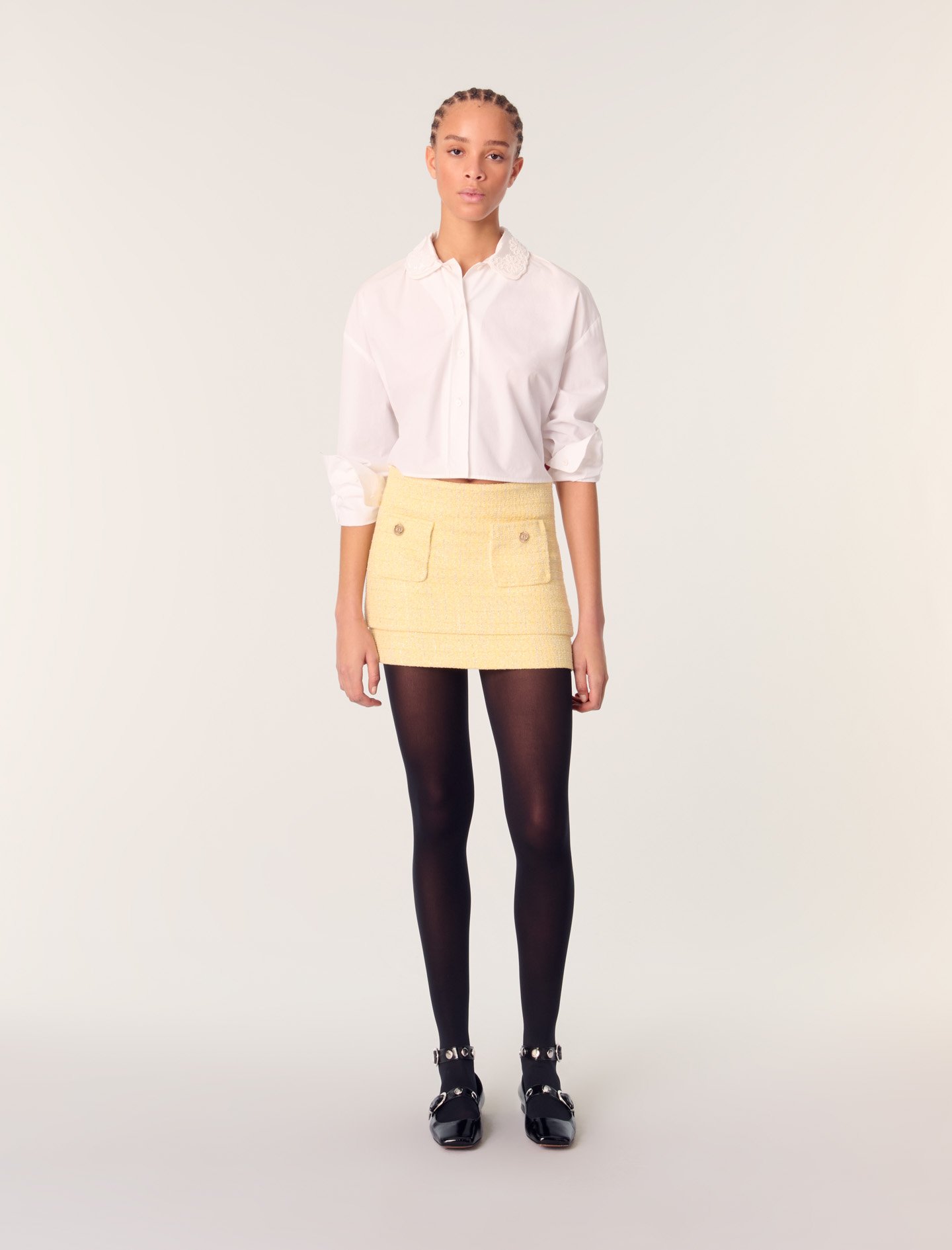 Mini-jupe En Tweed - Jaune - Maje - Maje - Modalova