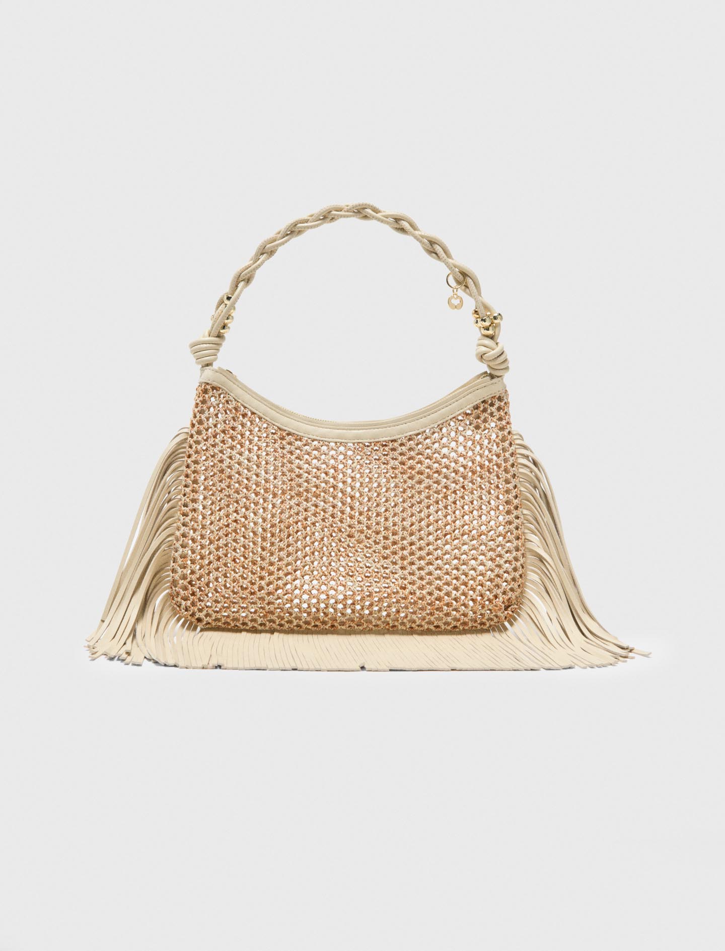 Sac Hobo En Mesh À Franges - Rose - Maje