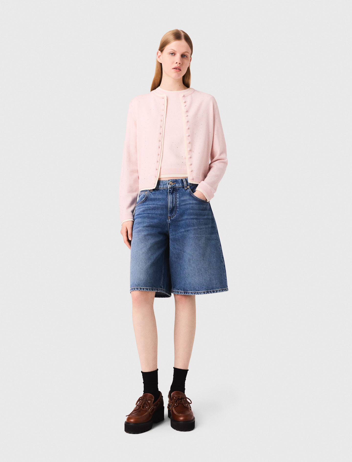 Cardigan Rose Avec Strass Nine West - Taille XS - Occasion Très Bon état