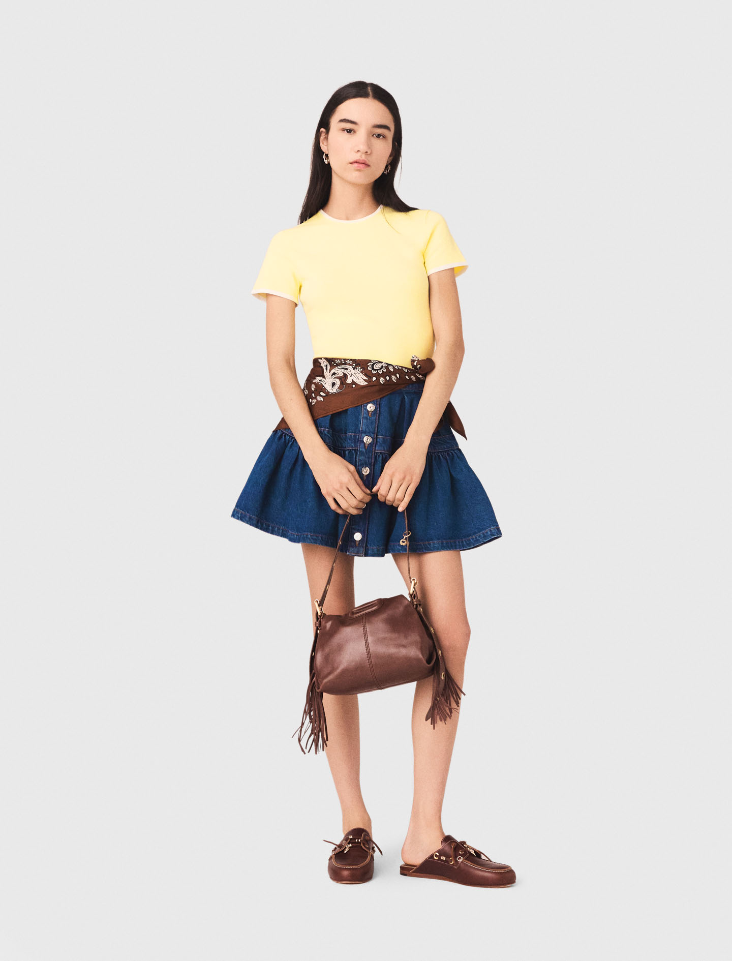 Pull Avec Découpe Ronde Sur Le Dos - Jaune - Taille 1 - Maje