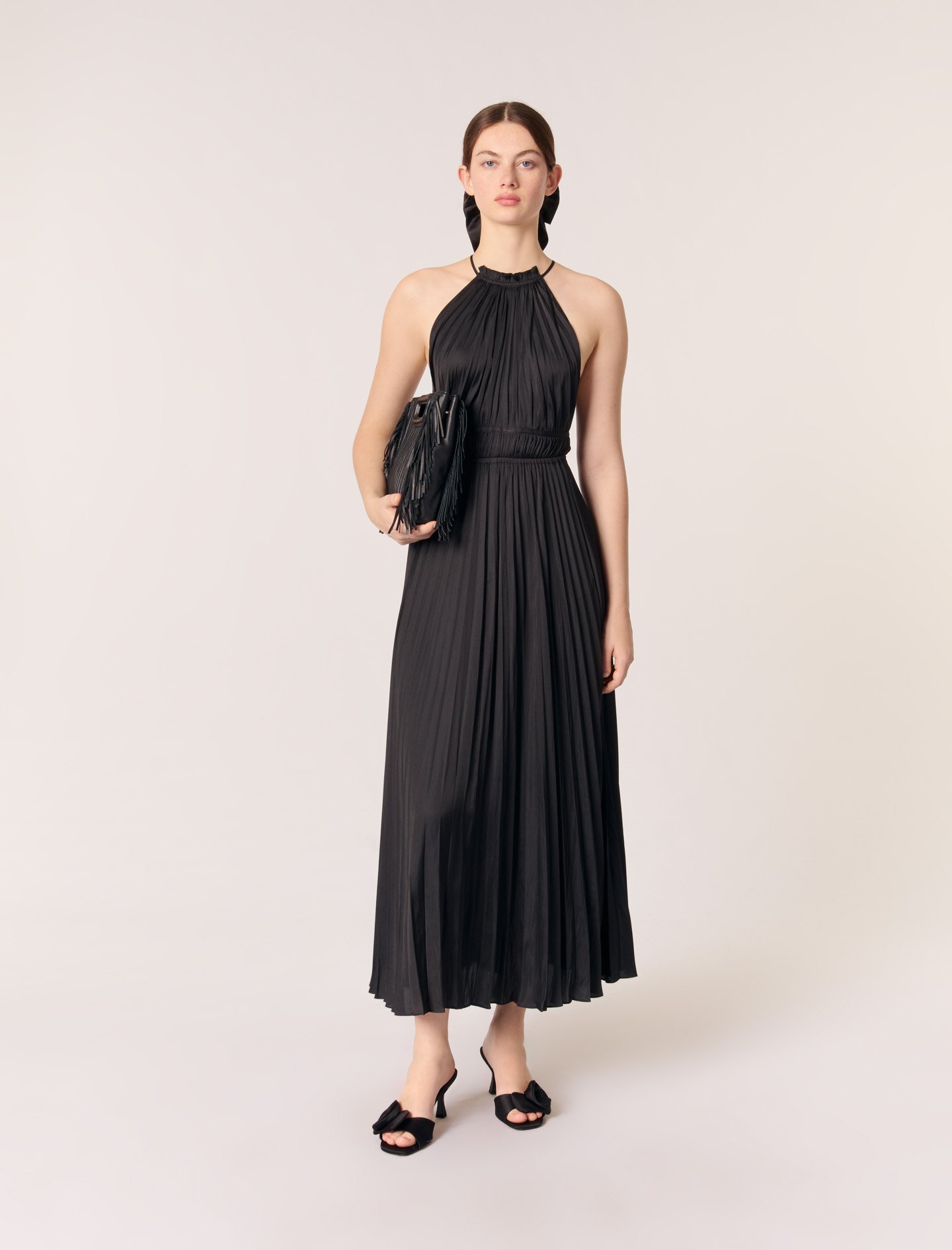 Robe Longue Satinée Plissée - Maje - Modalova
